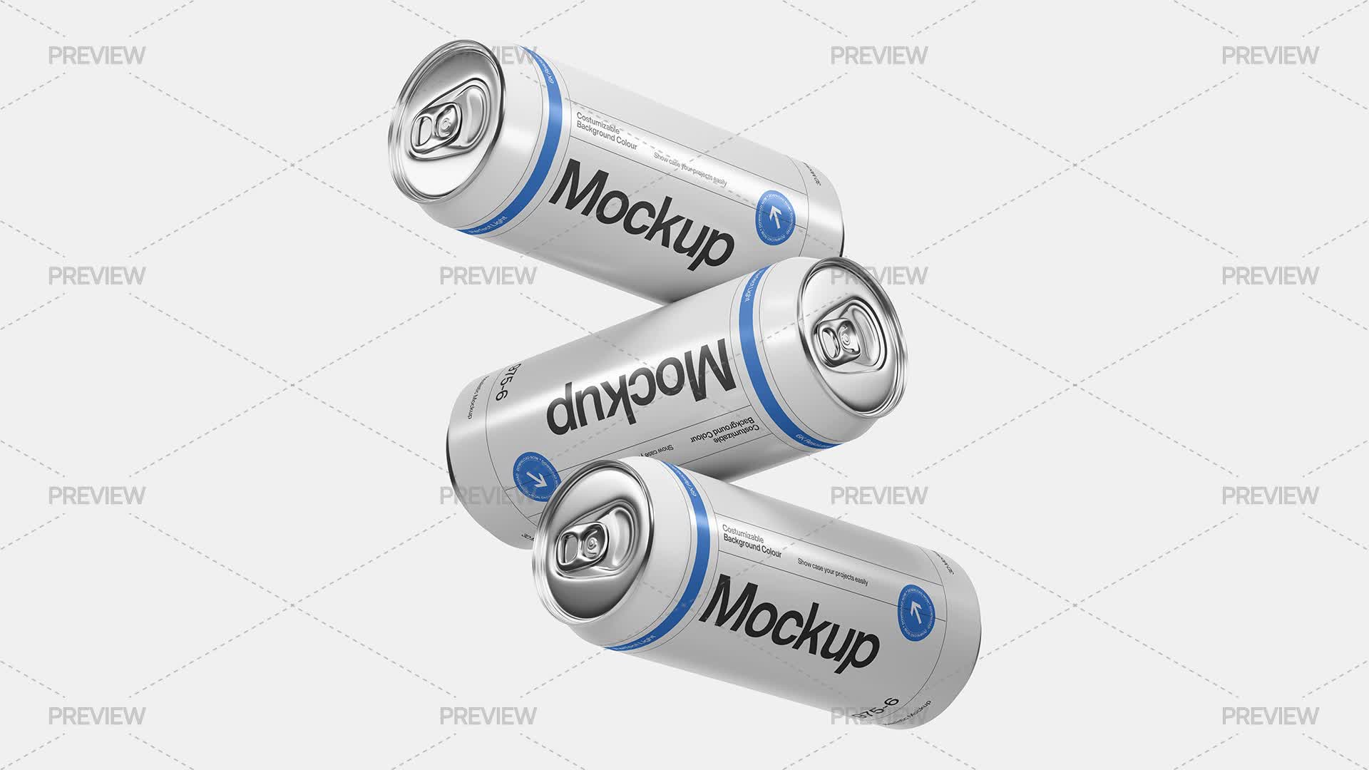 Minimalistic Floating Aluminum Cans Mockup - Graphics | Motion Array