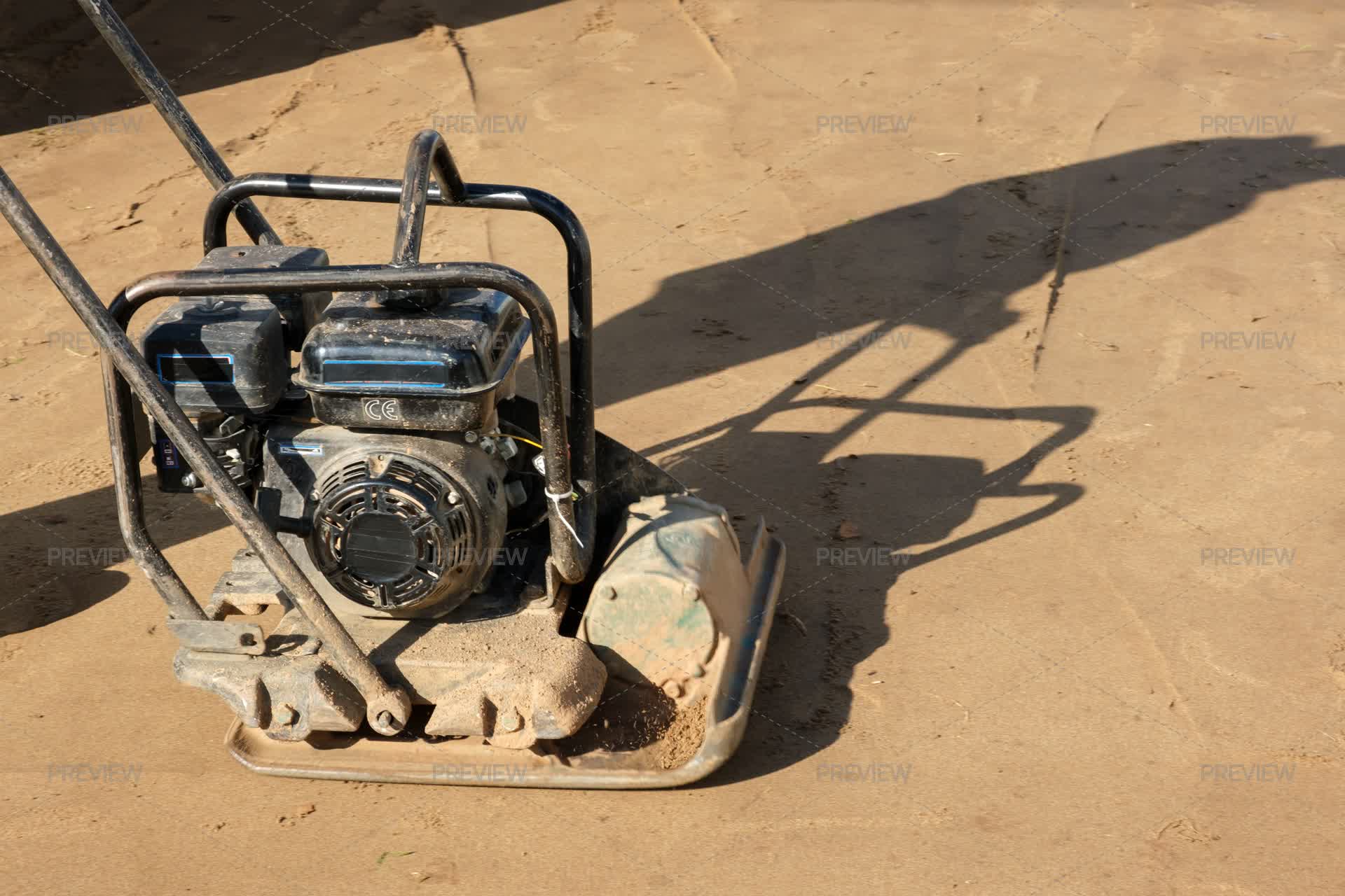 Stemming Compaction Machine A Close-up View Of Ramming Machine For Compaction Of Soil At A ...
