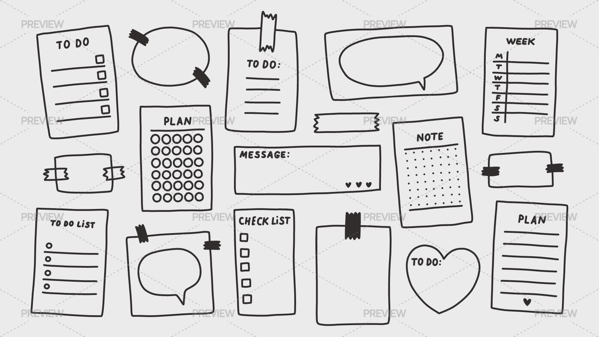 Sticky Notes And Memo Illustrations - Graphics | Motion Array
