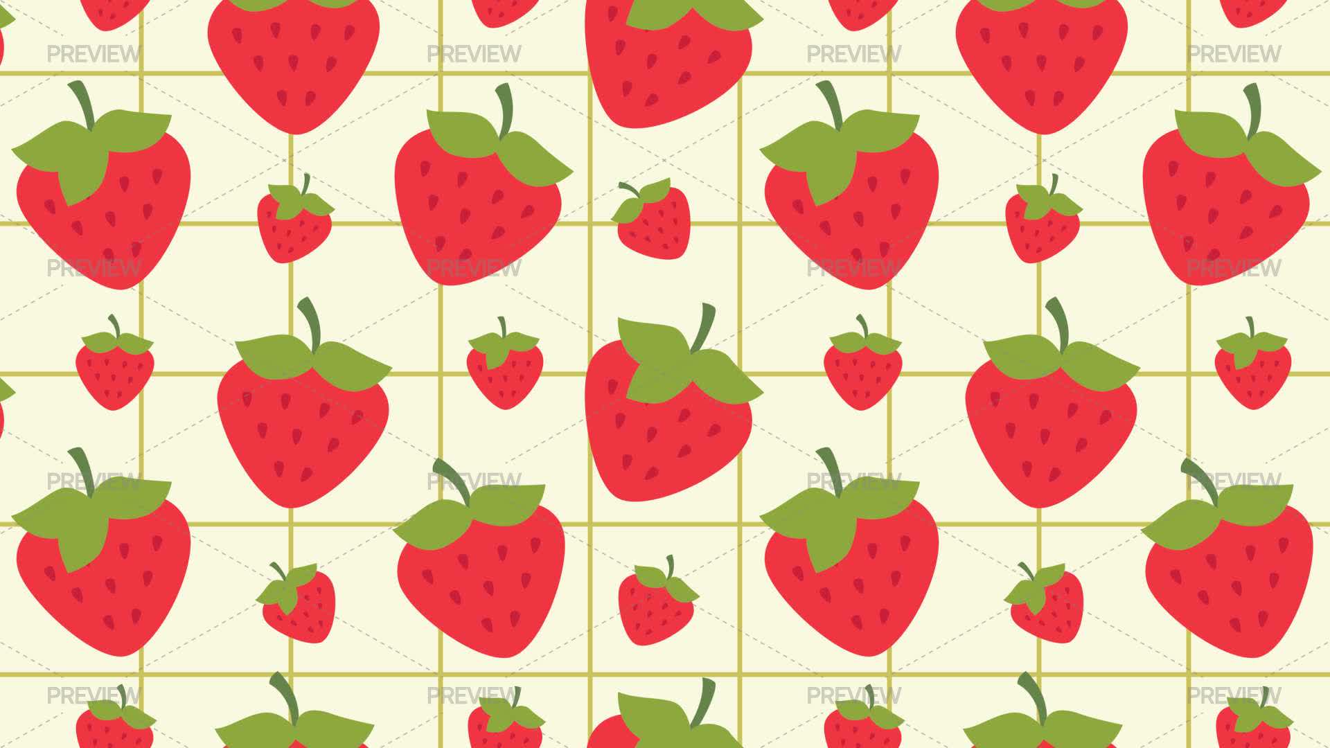 Floral Strawberry Seamless Pattern - Graphics | Motion Array