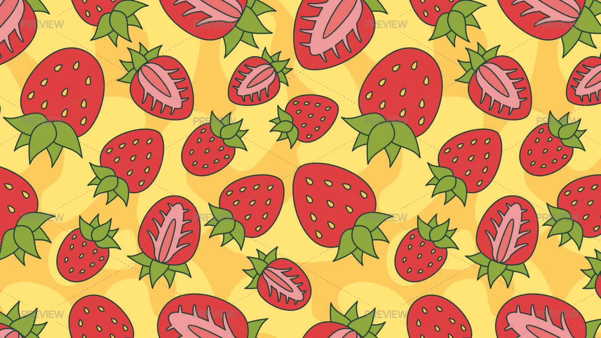 Floral Strawberry Seamless Pattern - Graphics | Motion Array