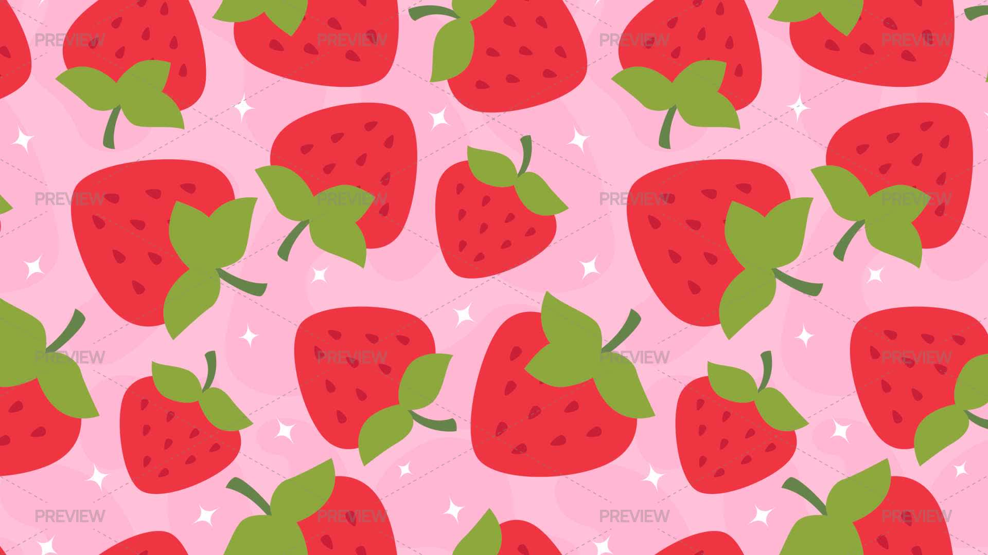 Floral Strawberry Seamless Pattern - Graphics | Motion Array
