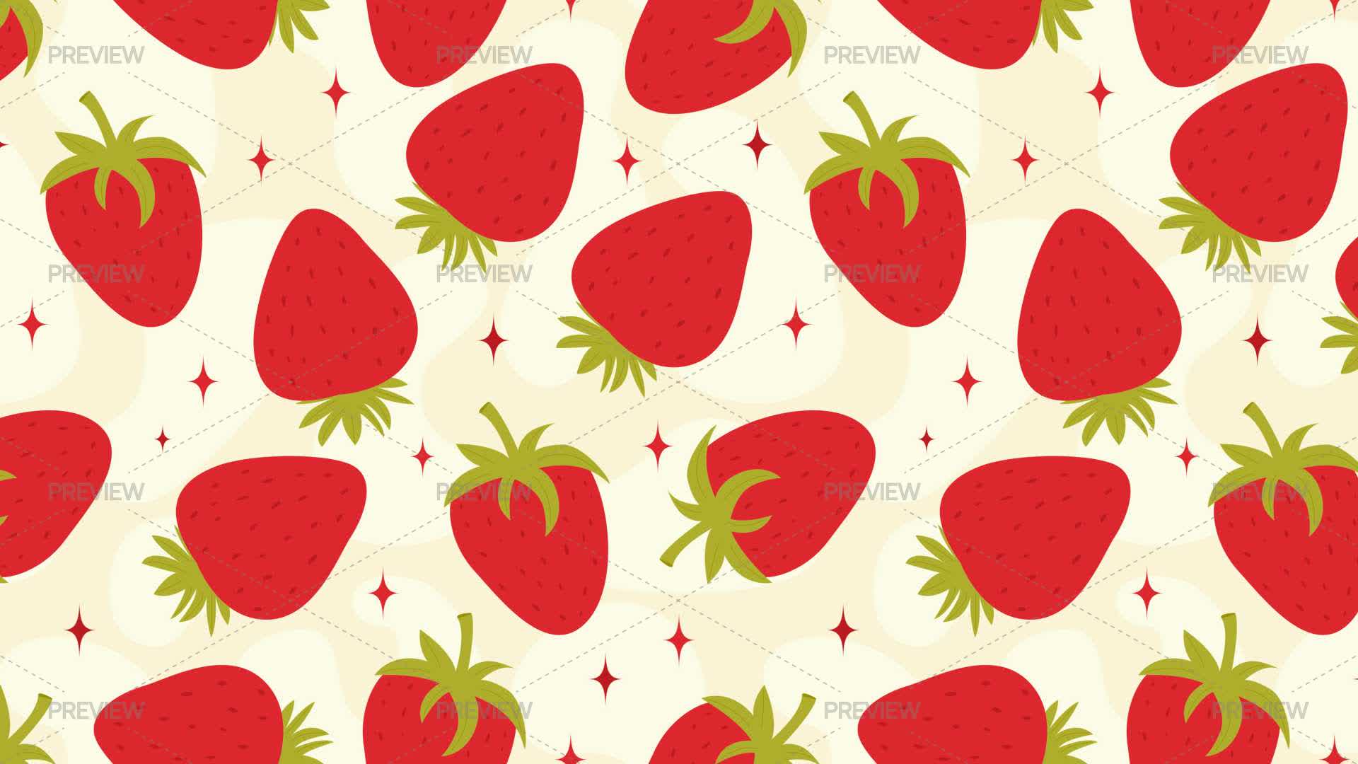 Floral Strawberry Seamless Pattern - Graphics | Motion Array