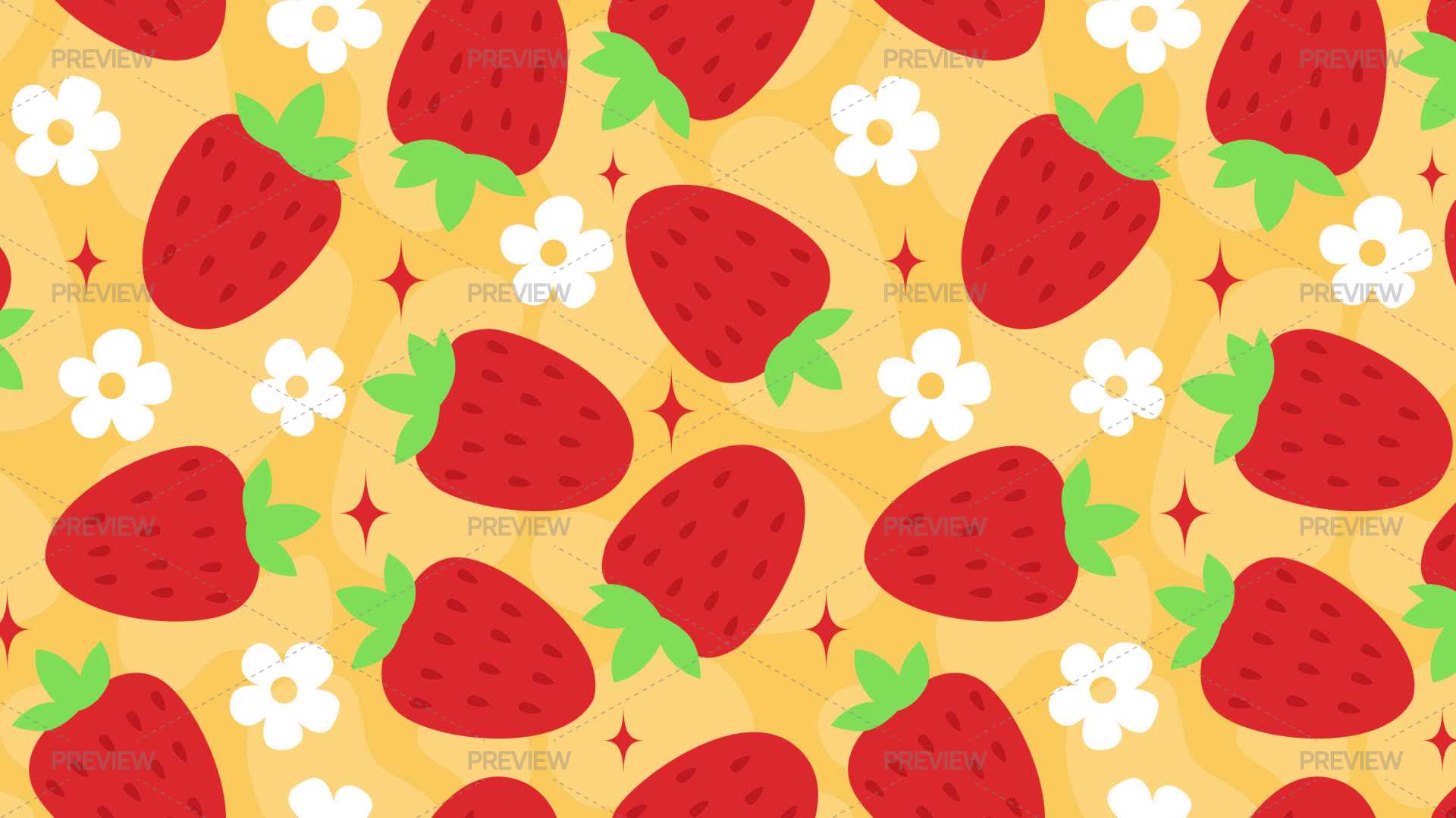 Floral Strawberry Seamless Pattern - Graphics | Motion Array