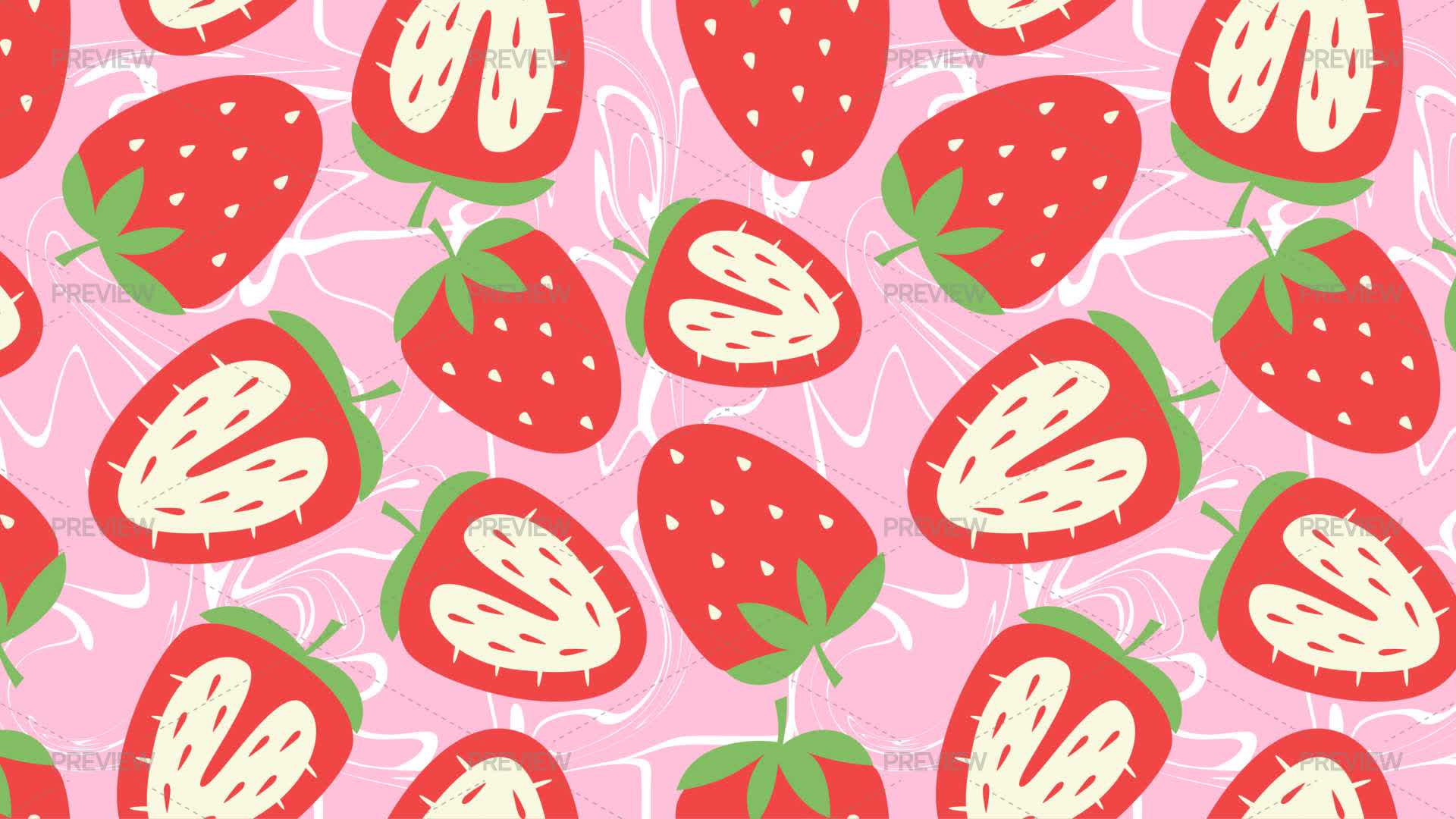 Floral Strawberry Seamless Pattern - Graphics | Motion Array