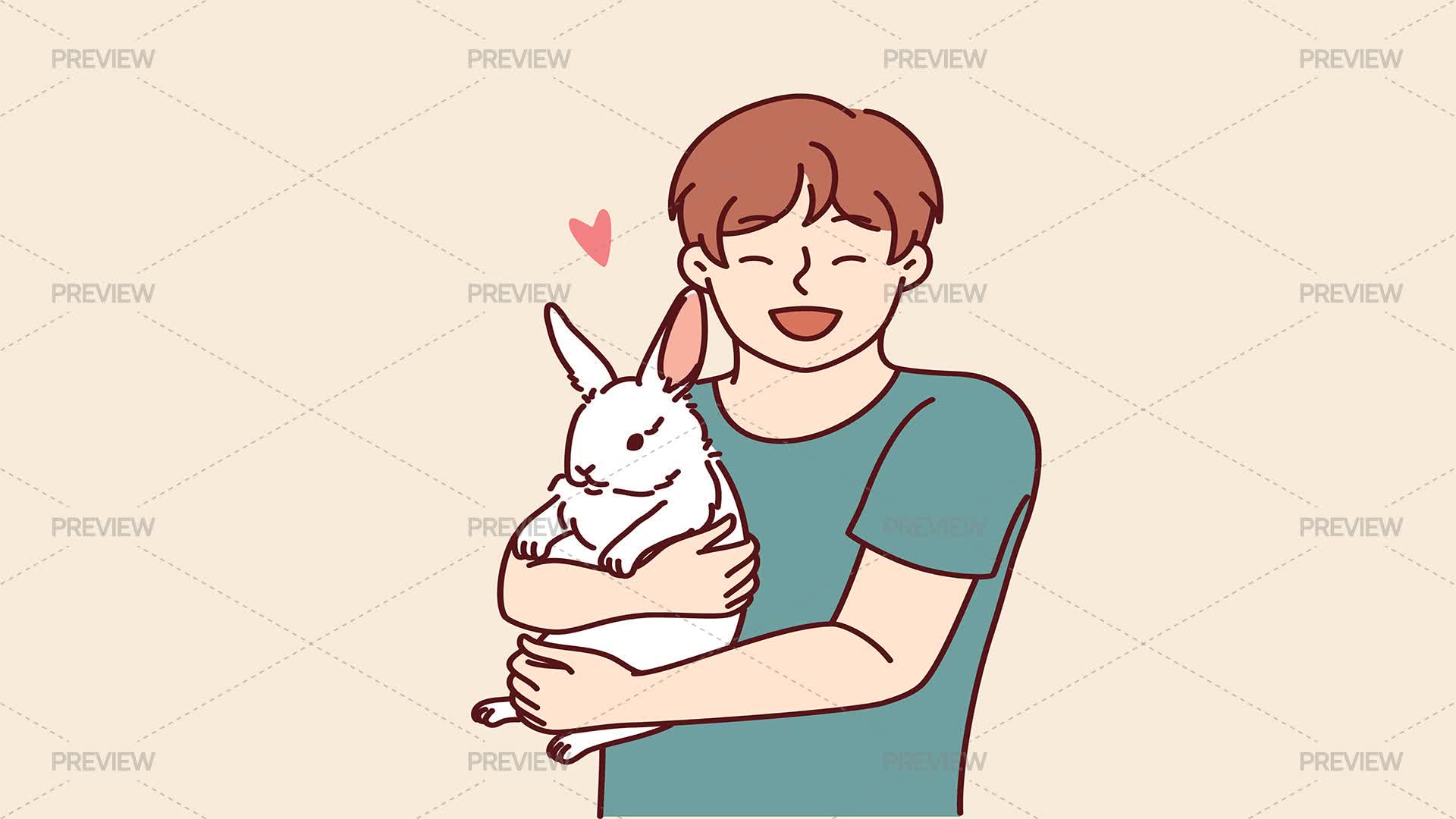Boy Hugs Rabbit - Graphics | Motion Array