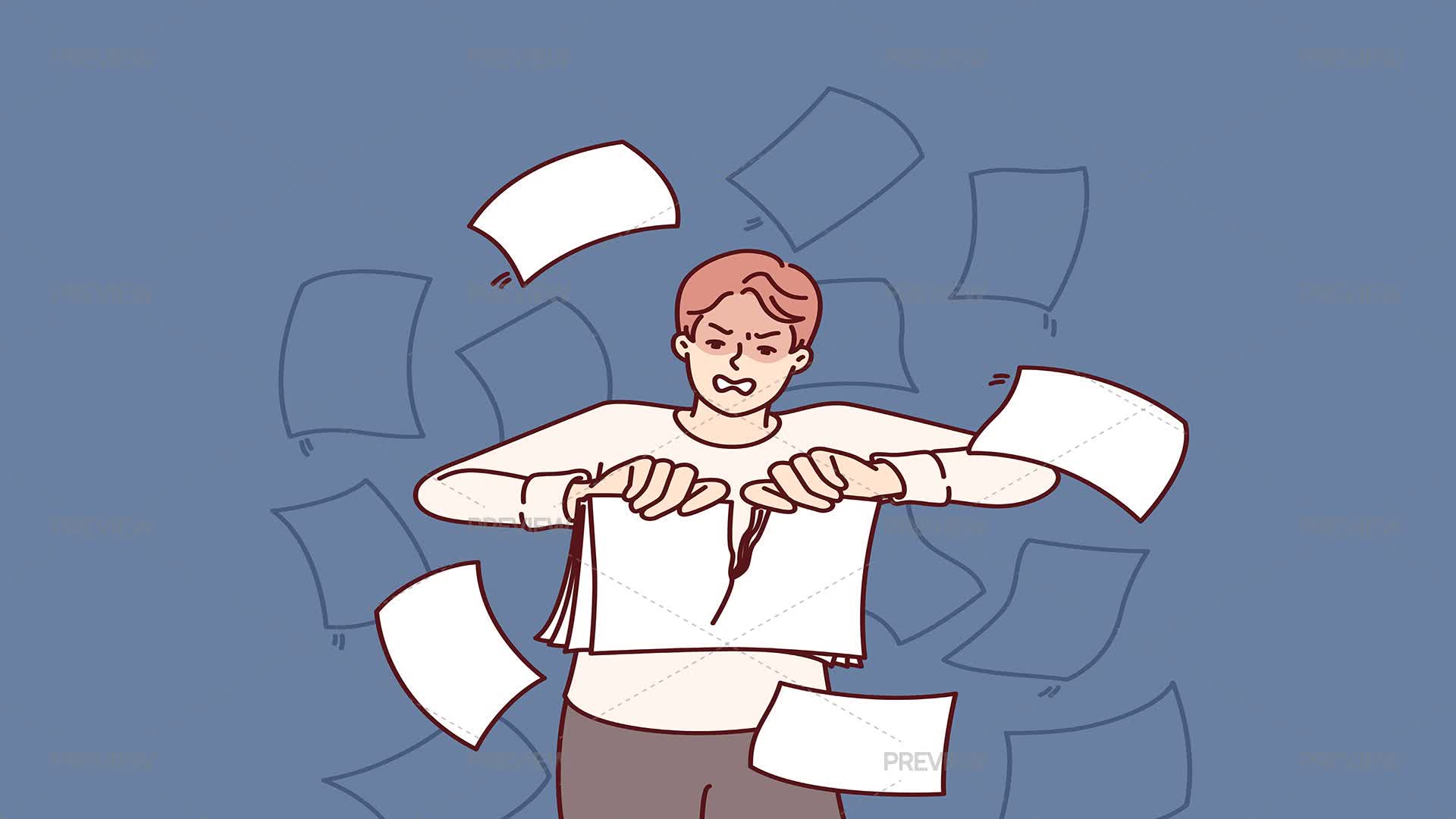 Man Ripping Up Documents - Graphics | Motion Array