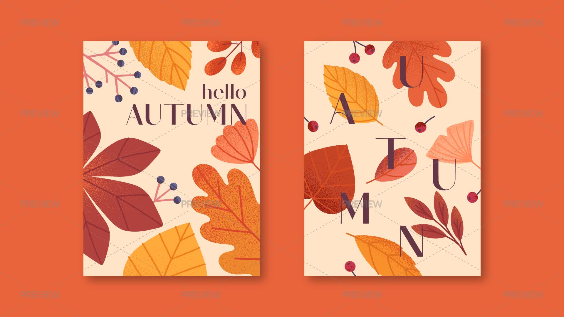 Portadas Fall 2 Autumn Seasonal Poster Templates - Graphics | Motion Array