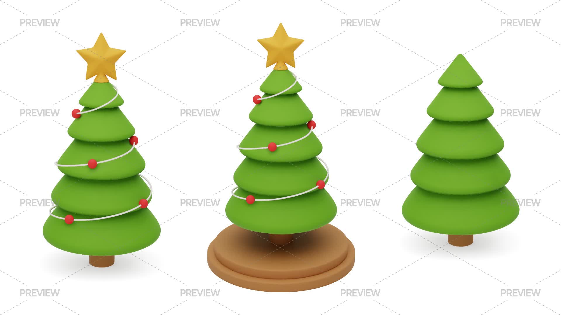3 Christmas Trees - Graphics | Motion Array