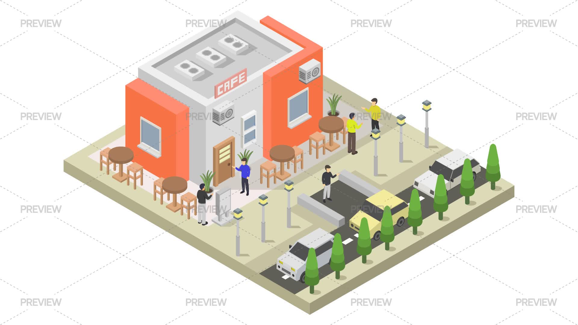 Isometric Coffee Shop - Graphics | Motion Array