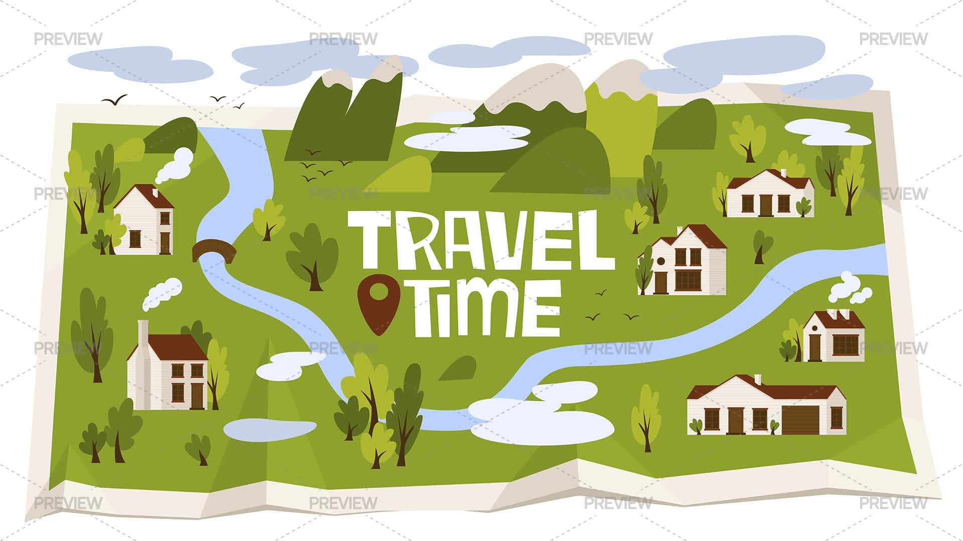 Map Country Side Countryside Map Illustration - Graphics | Motion Array