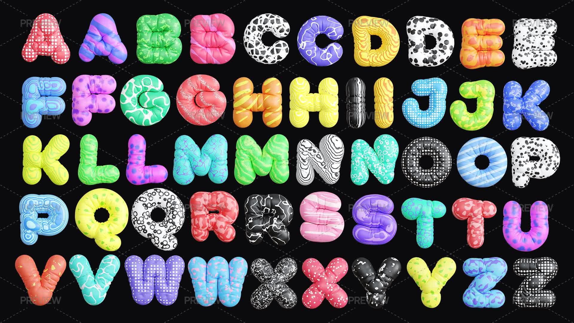 Colorful Inflated Letters - Graphics | Motion Array