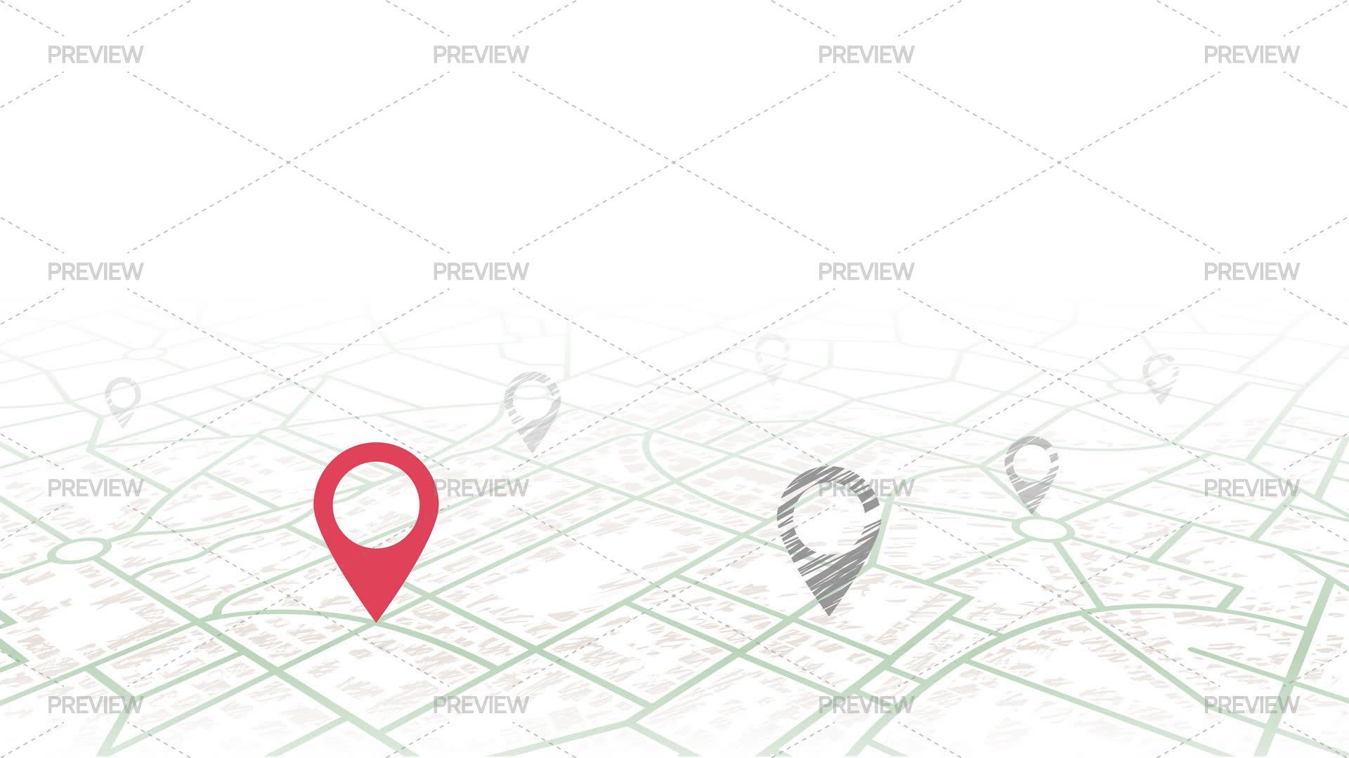 City Map With Location Pins - Graphics | Motion Array