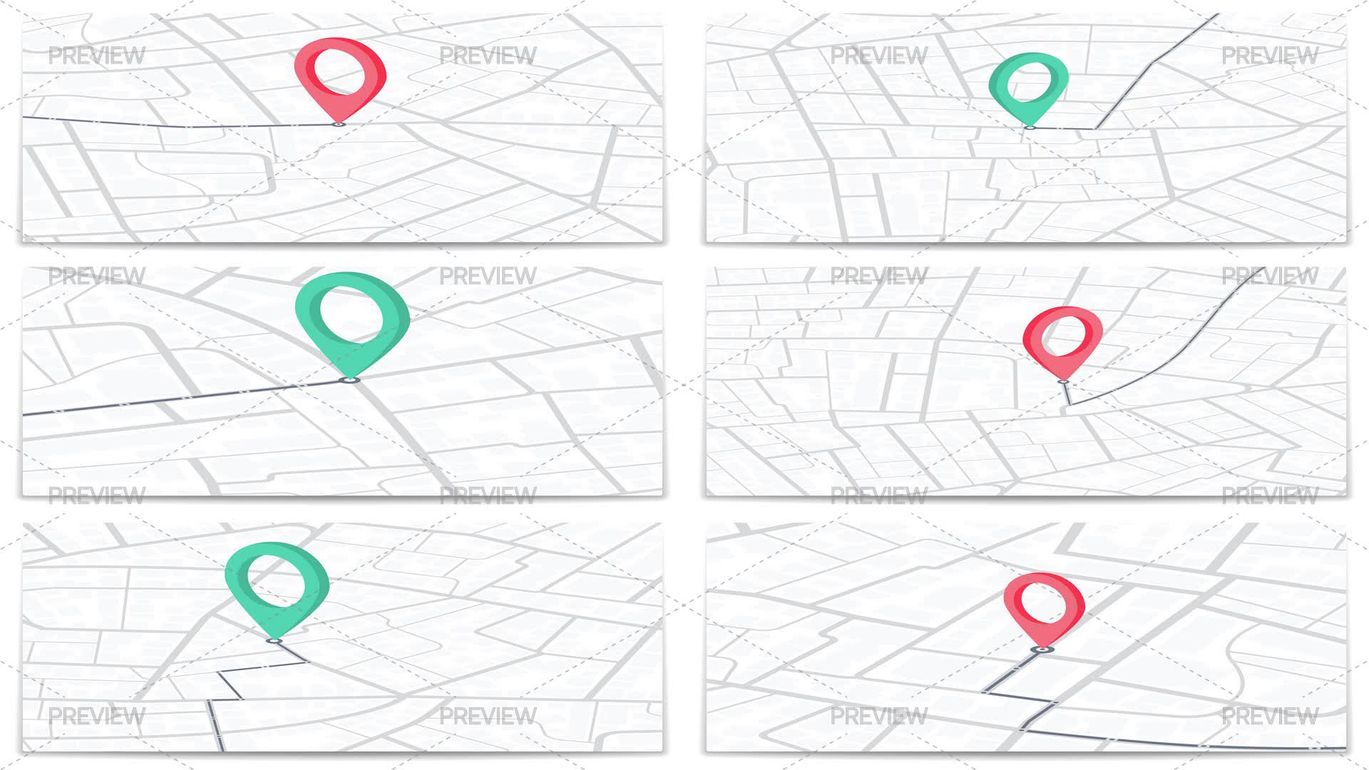 City Map With Location Pins - Graphics | Motion Array