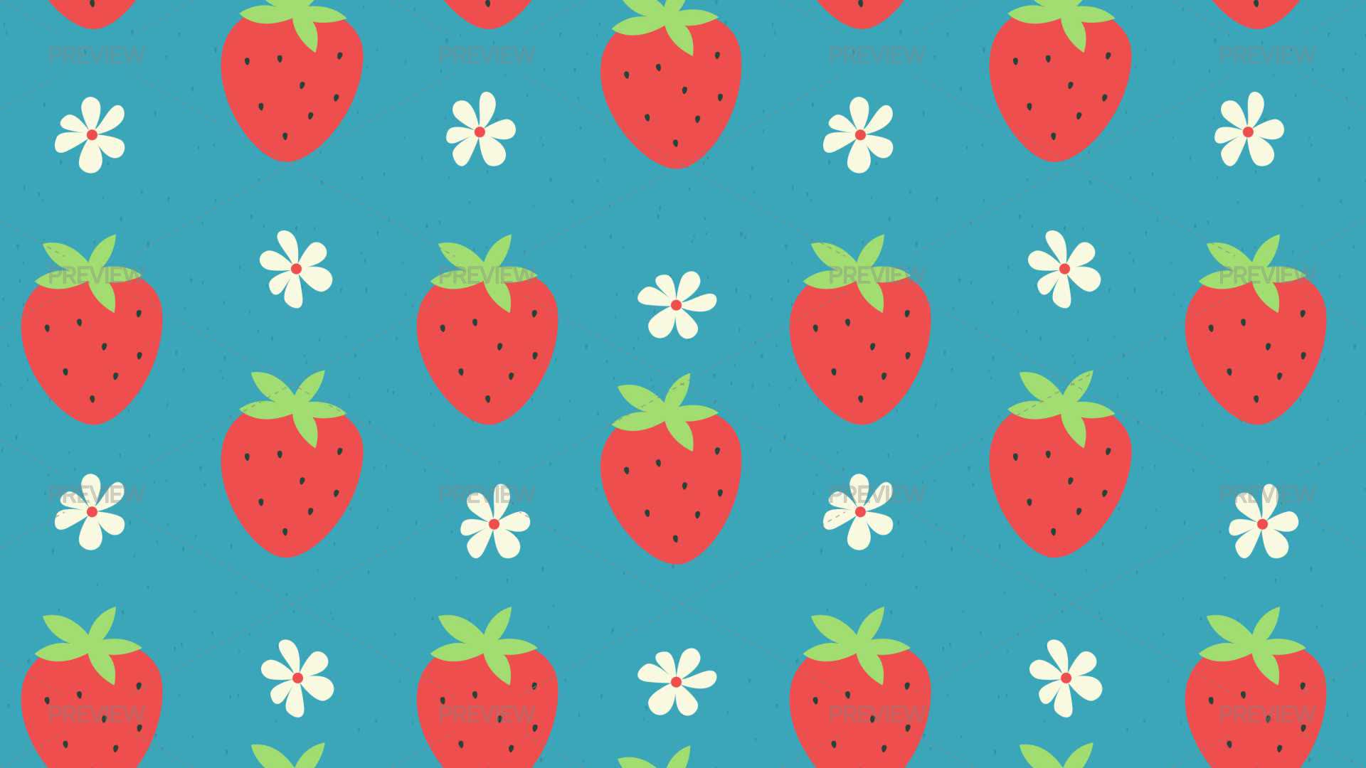 Floral Strawberry Seamless Pattern - Graphics | Motion Array