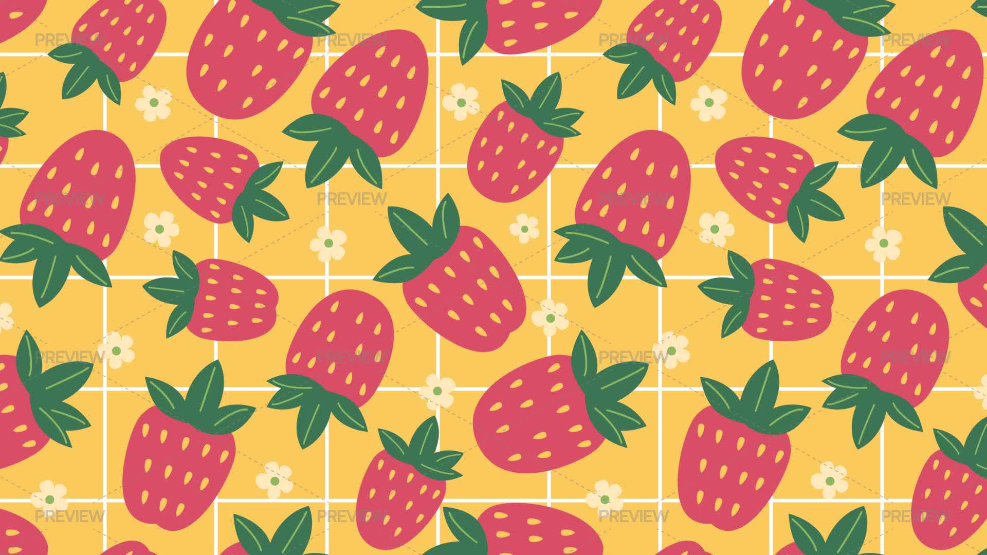Floral Strawberry Seamless Pattern - Graphics | Motion Array