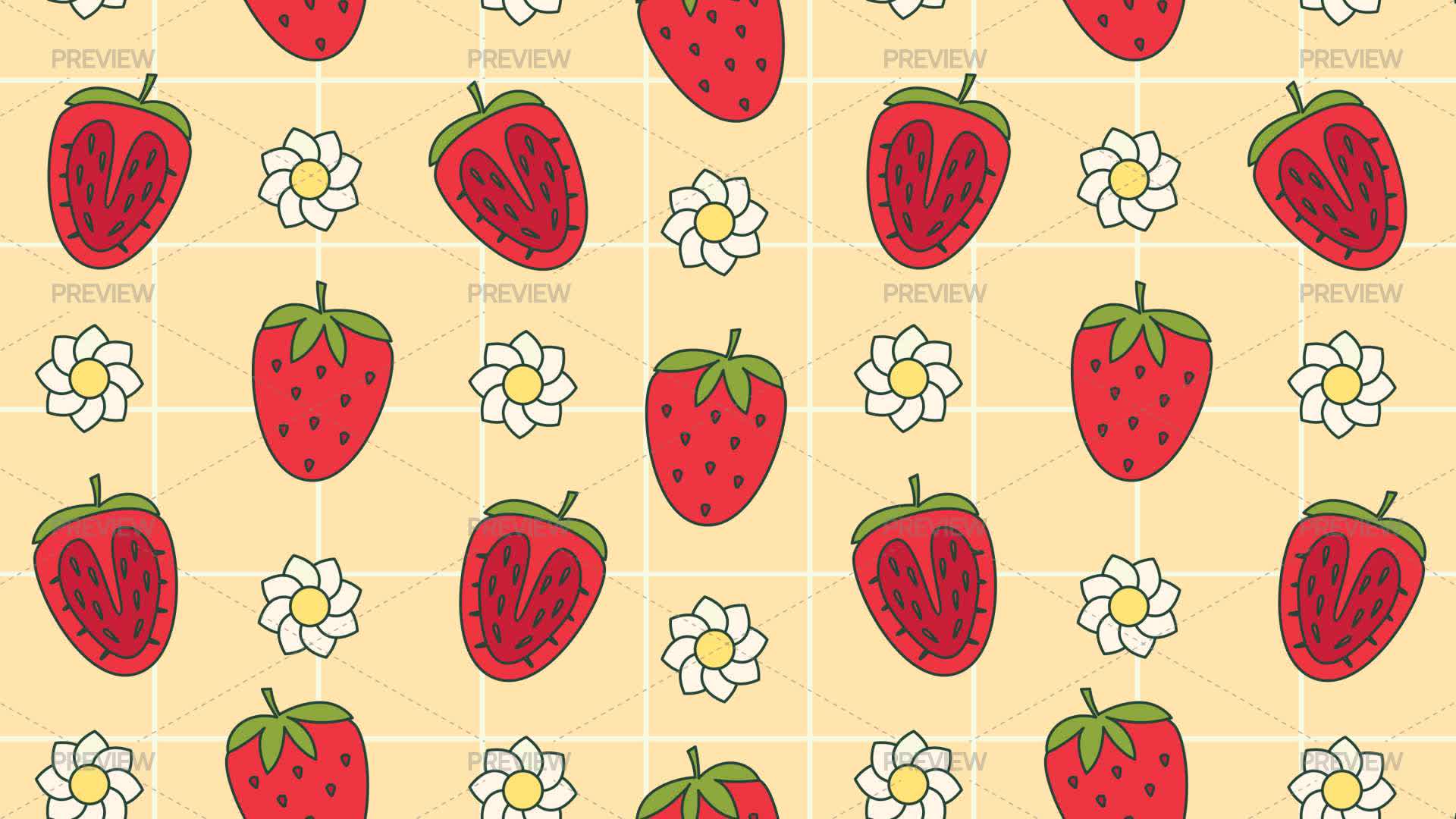 Floral Strawberry Seamless Pattern - Graphics | Motion Array