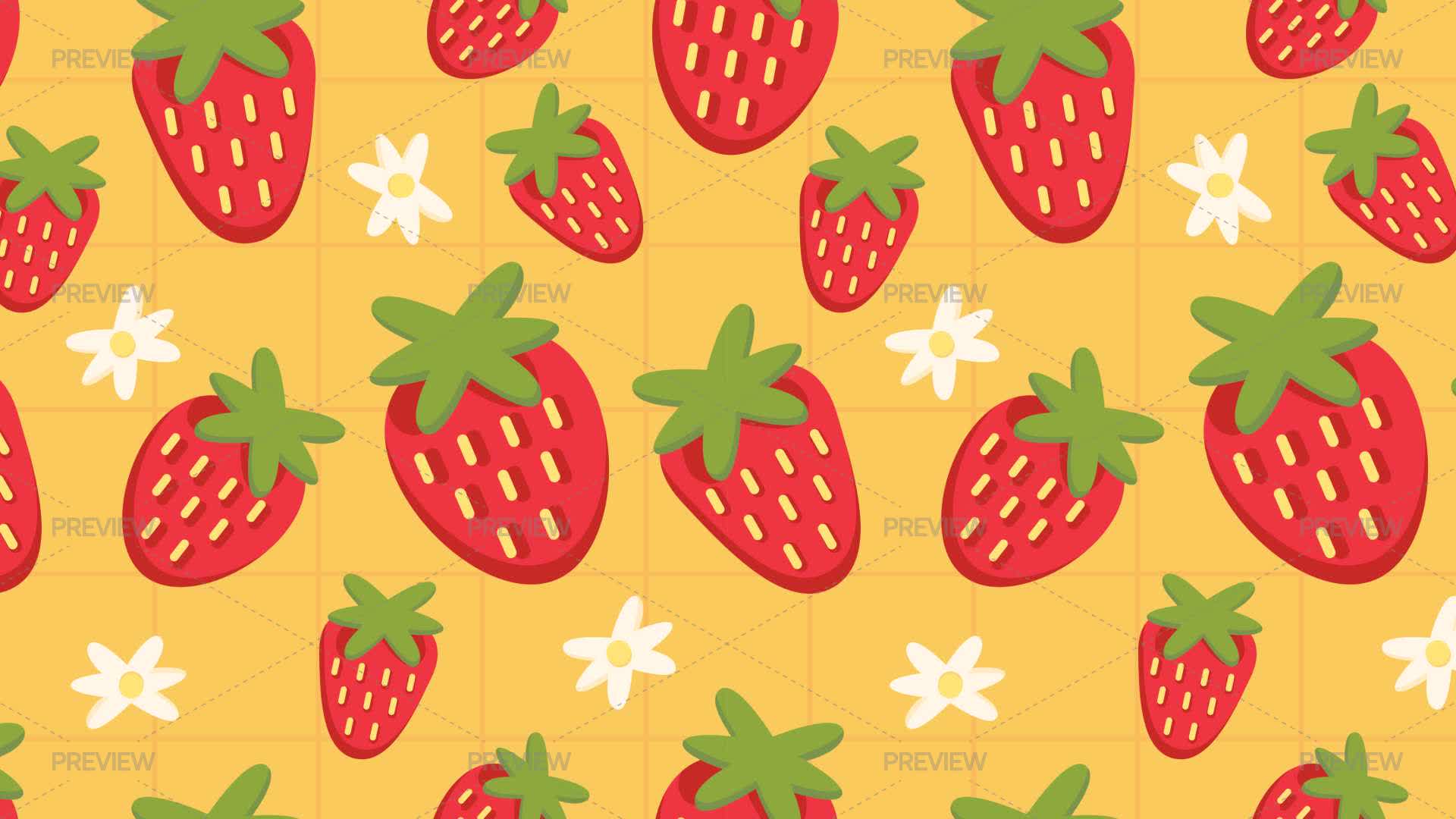 Floral Strawberry Seamless Pattern - Graphics | Motion Array