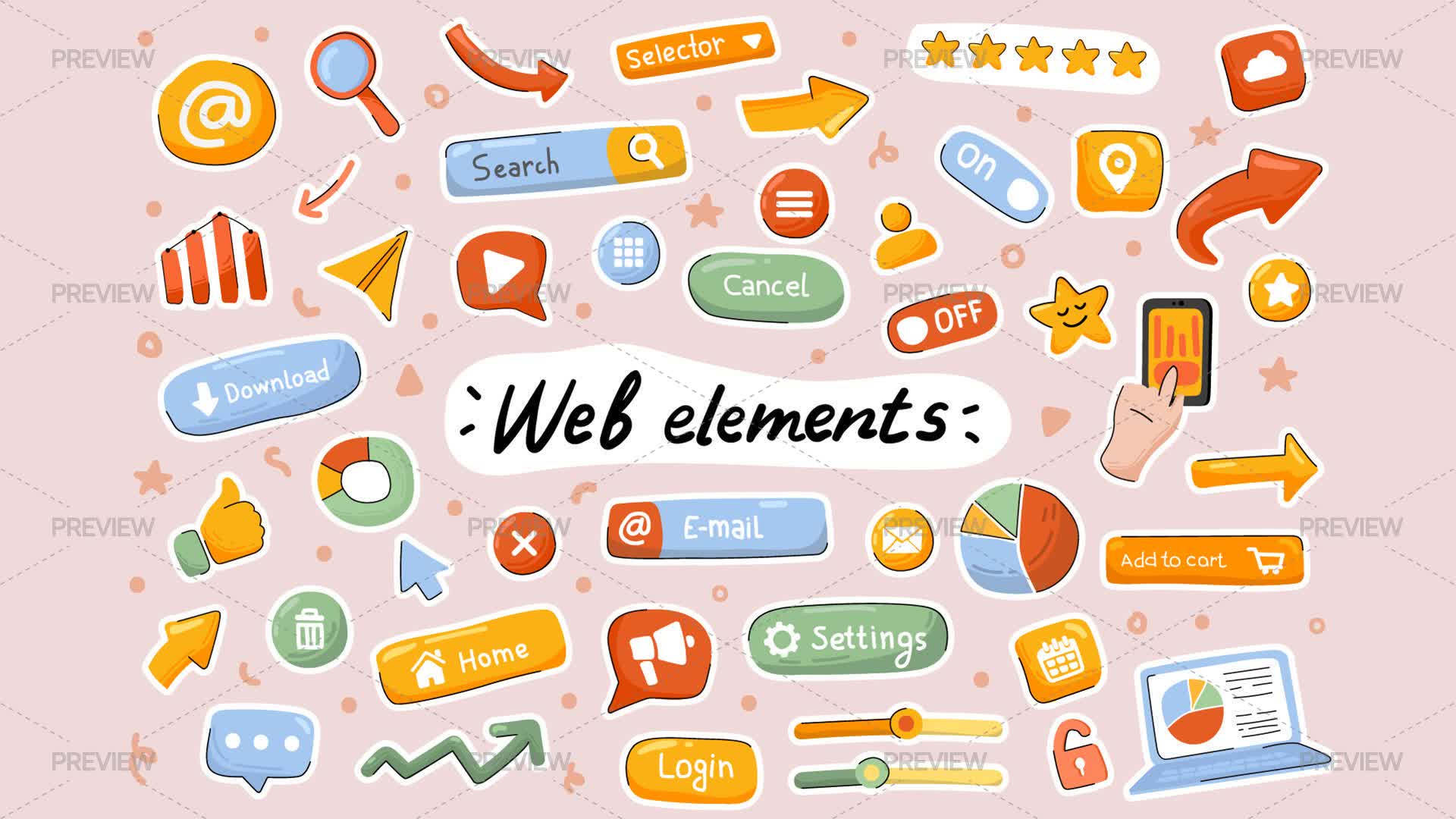 45 Web Element Stickers - Graphics | Motion Array