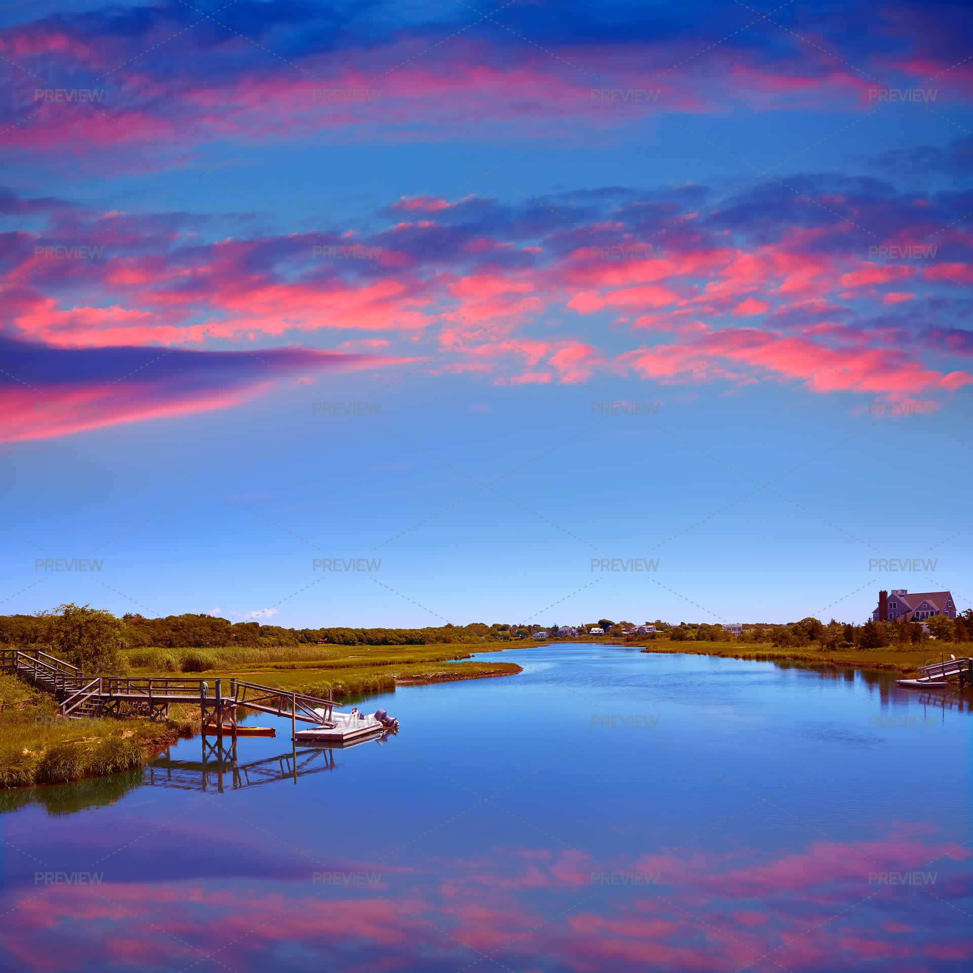 Sunset Over Cape Cods Bumps River - Stock Photos | Motion Array
