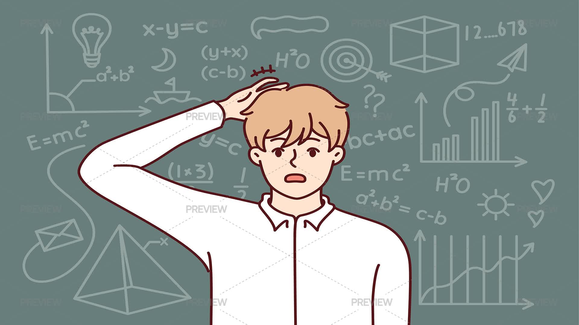 Confusing Math Free Pic Confused Student Studying Mathematics - Graphics | Motion Array