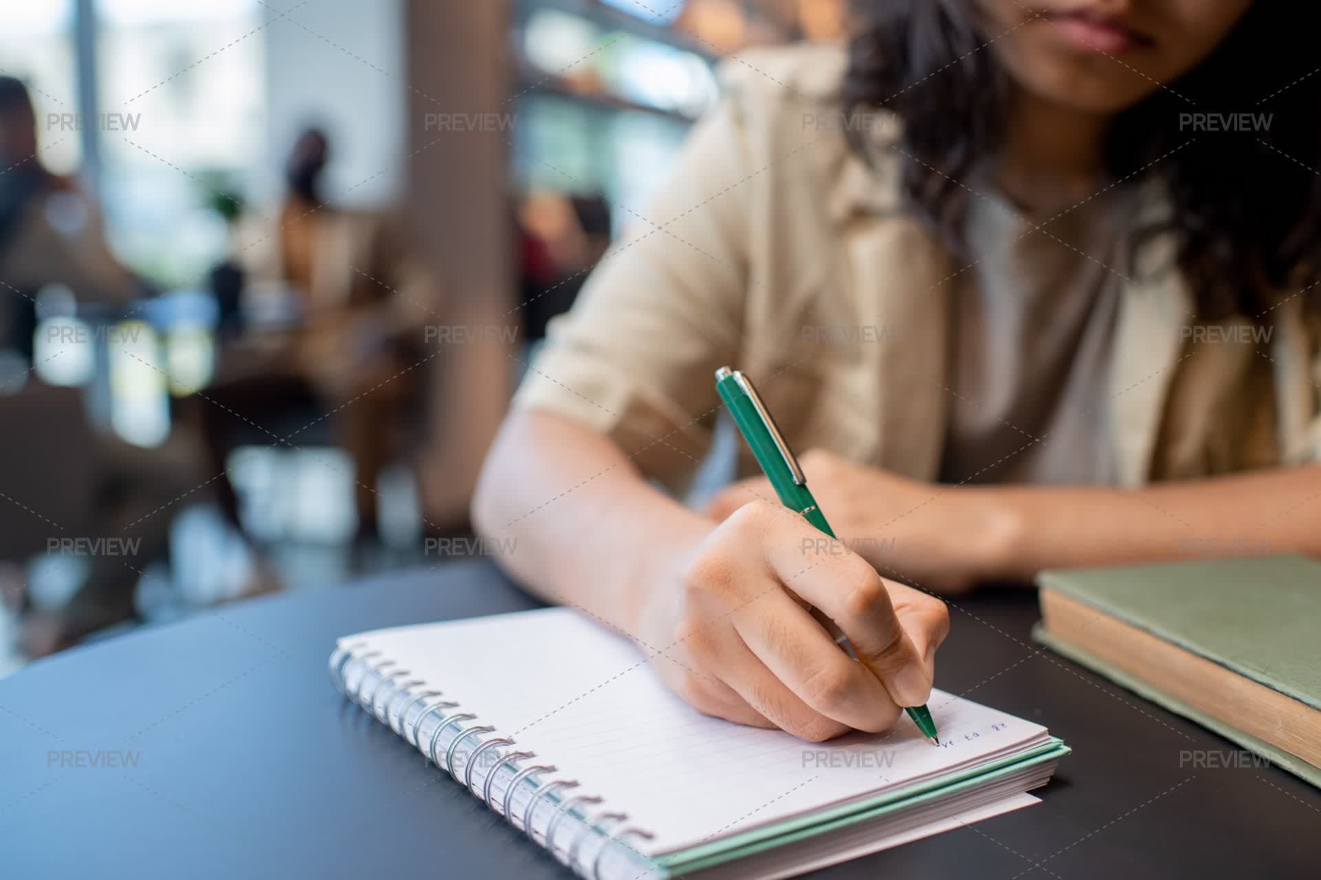 Student With A Pen Taking Notes On A Copybook Page - Stock Photos ...