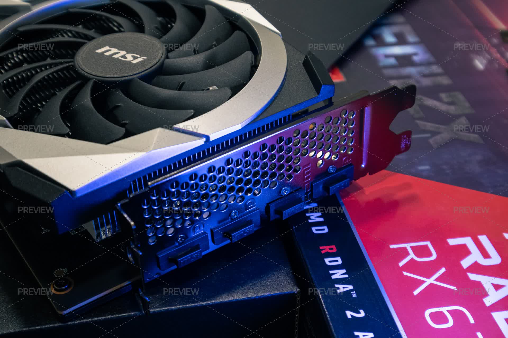 MSI MECH Graphics Card Cooler And Porta Panel In Blue Light - Stock ...