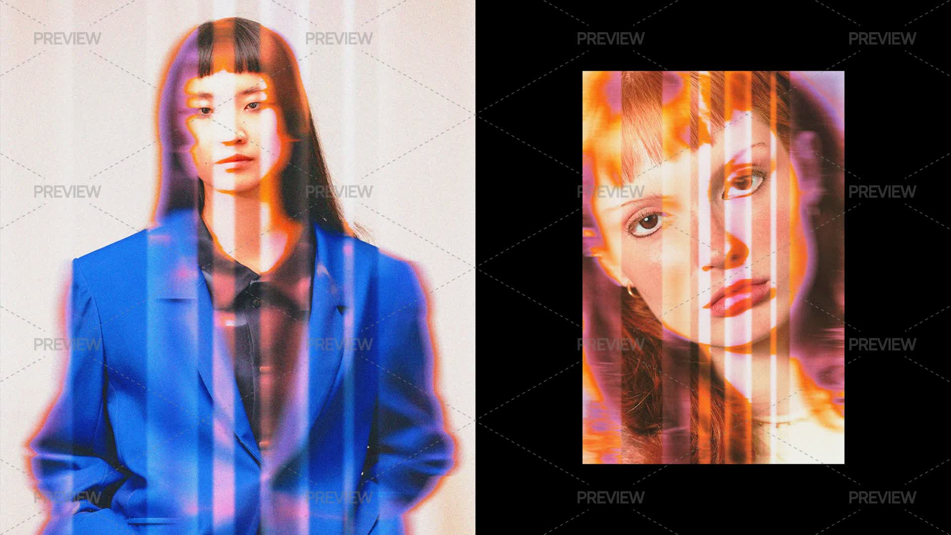 Color Streaks Distortion Vertical Photo Effect - Graphics | Motion Array