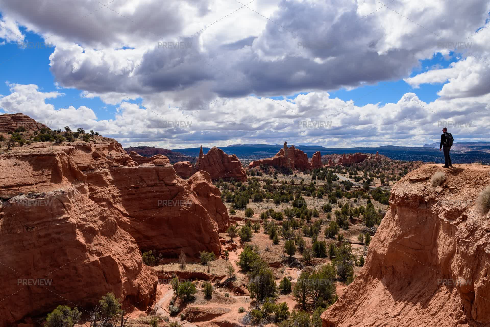Man Standing On Cliff Edge At Kodachrome Basin State Park, Utah - Stock ...