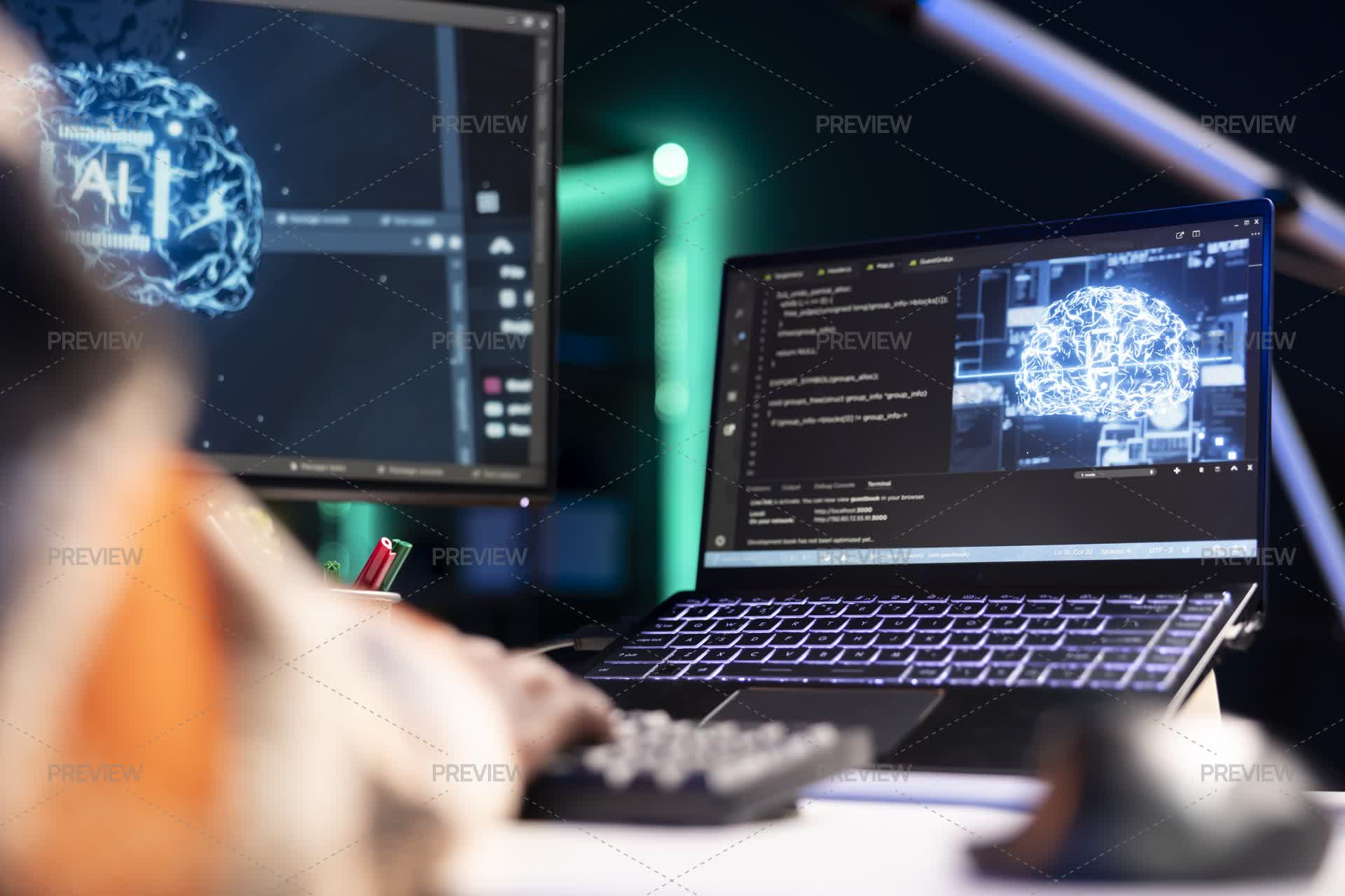 Male Programmer Manages Code And Scripts In Artificial Intelligence ...