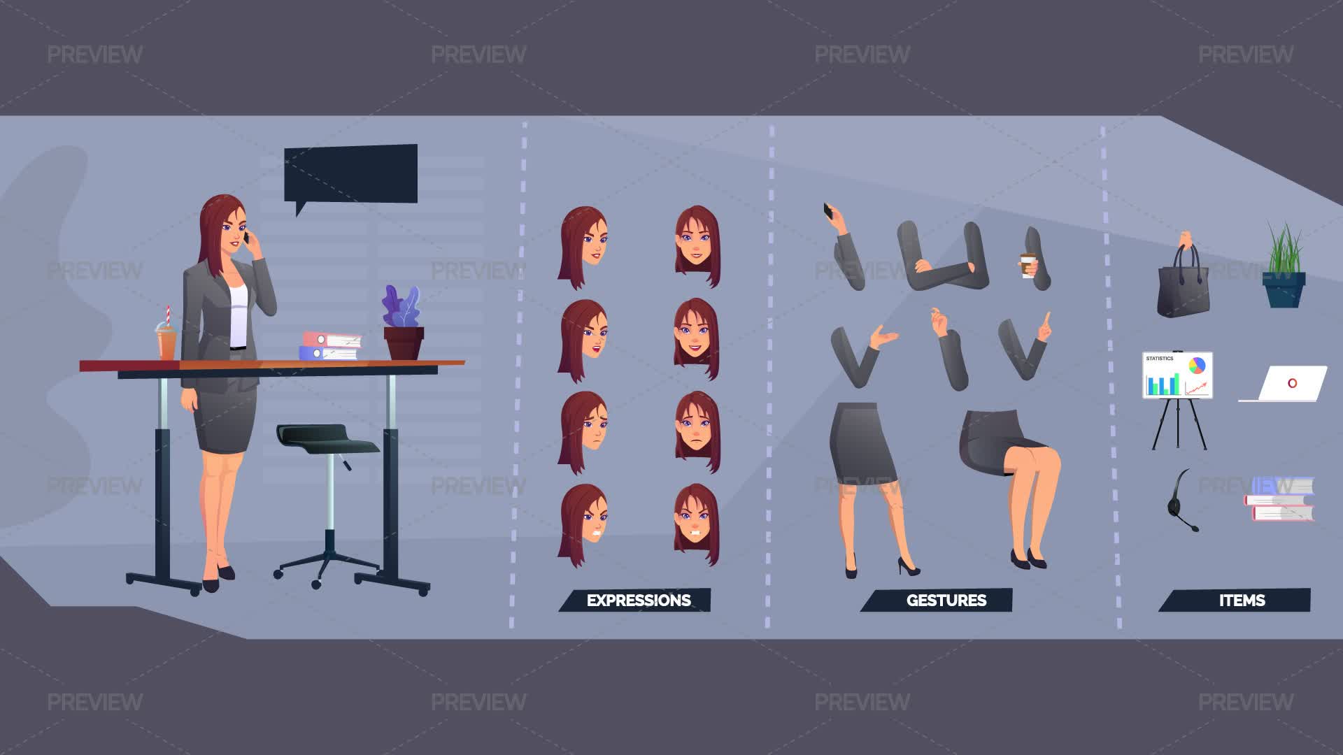 Office Worker Character Animation Kit - Graphics | Motion Array