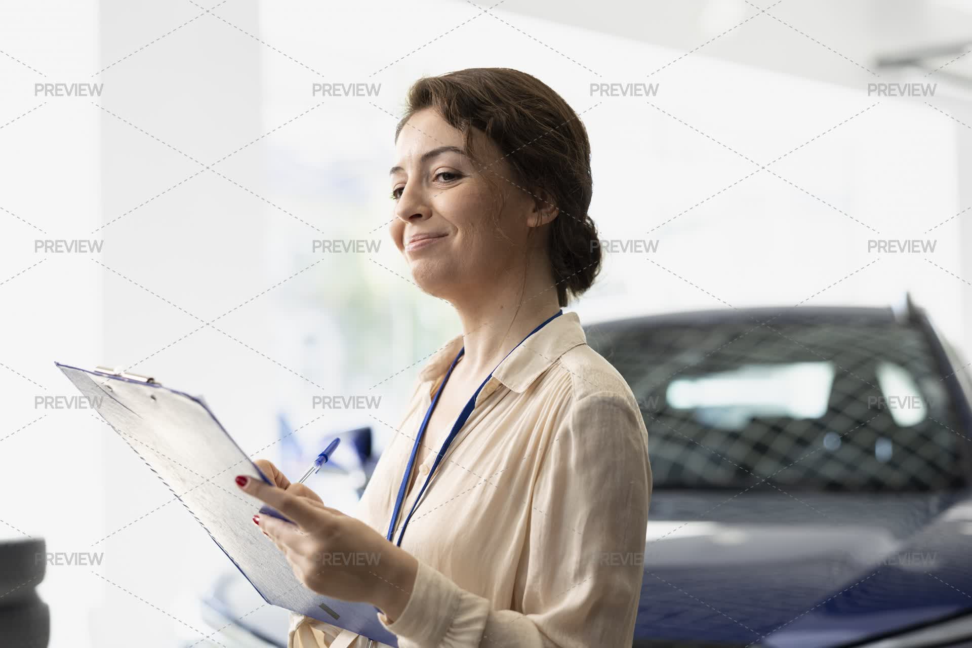 Smiling Car Dealership Agent Hired To Respond To Client Inquiries ...