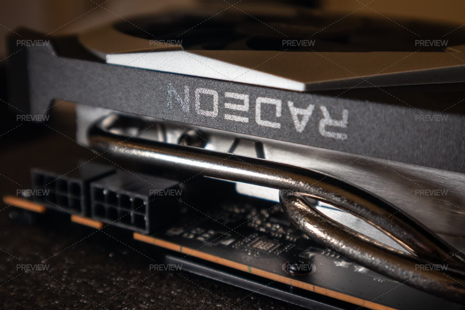 Computer Parts Close-up, AMD Radeon Chipset On MSI Graphics Card ...