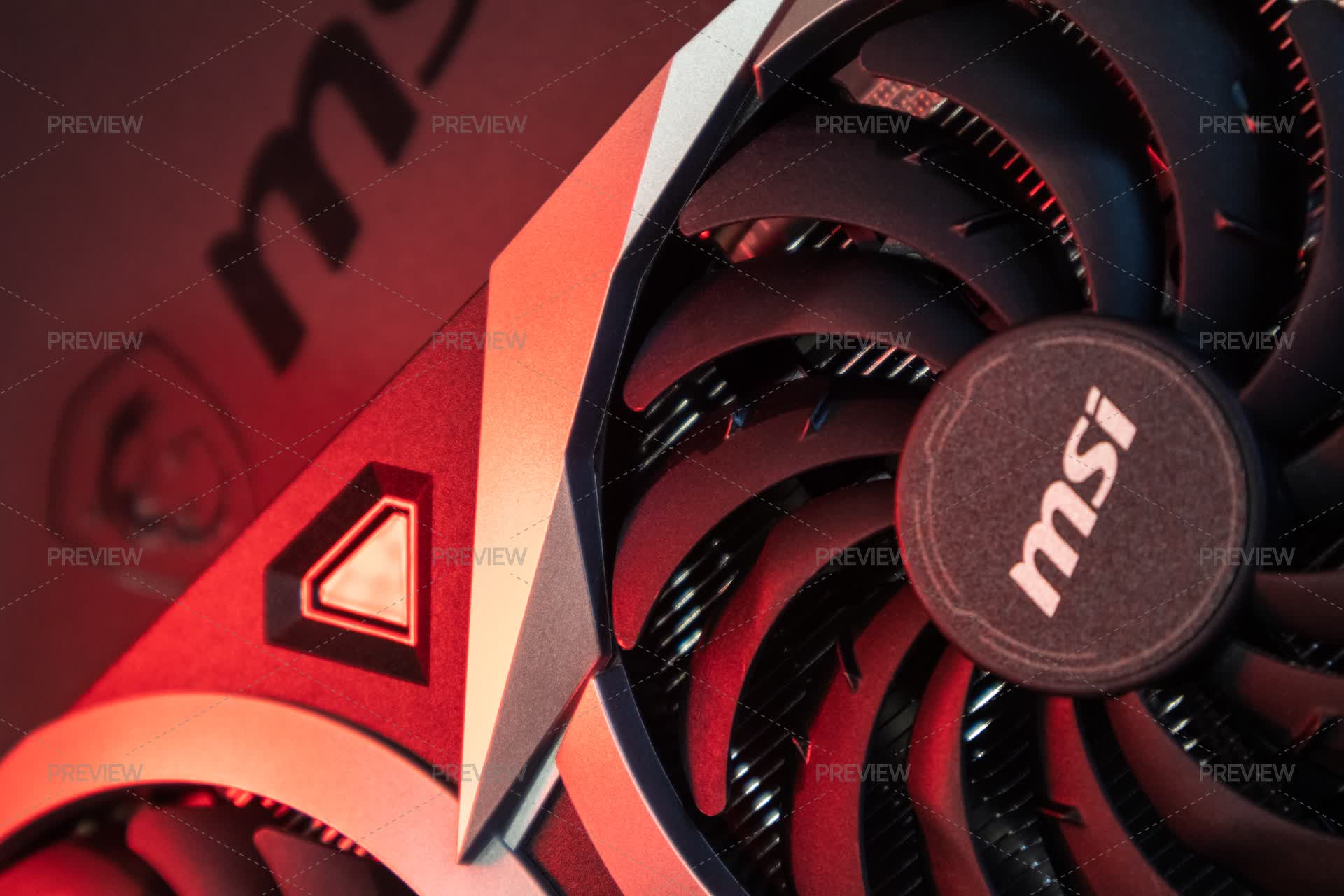 MSI Graphics Video Card In Red Light Details Close-up - Stock Photos ...