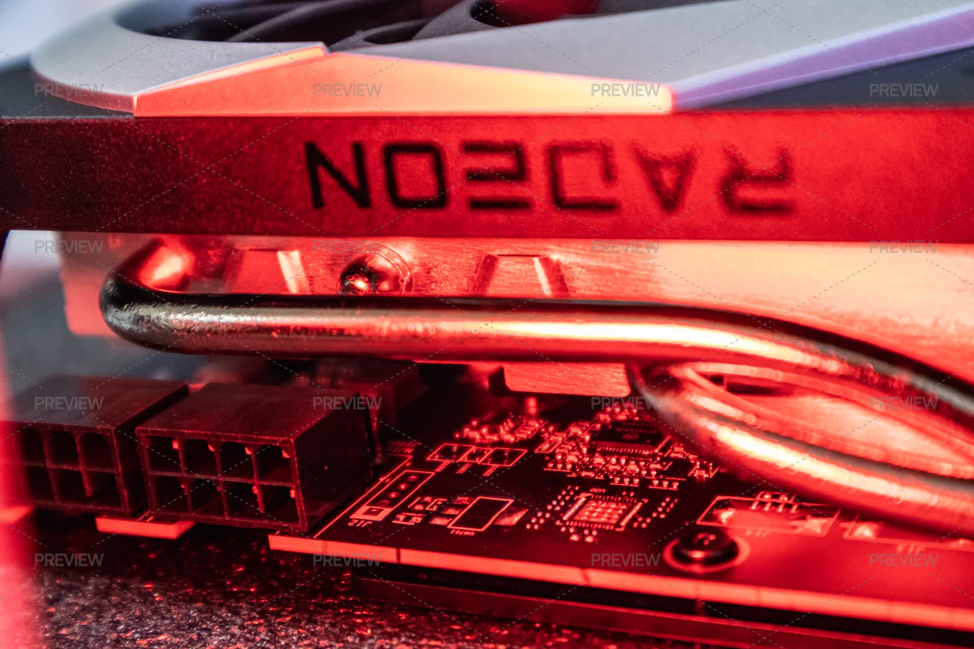 Red Radeon Light AMD Radeon On MSI Graphics Card, Hardware In Red Light - Stock Photos ...