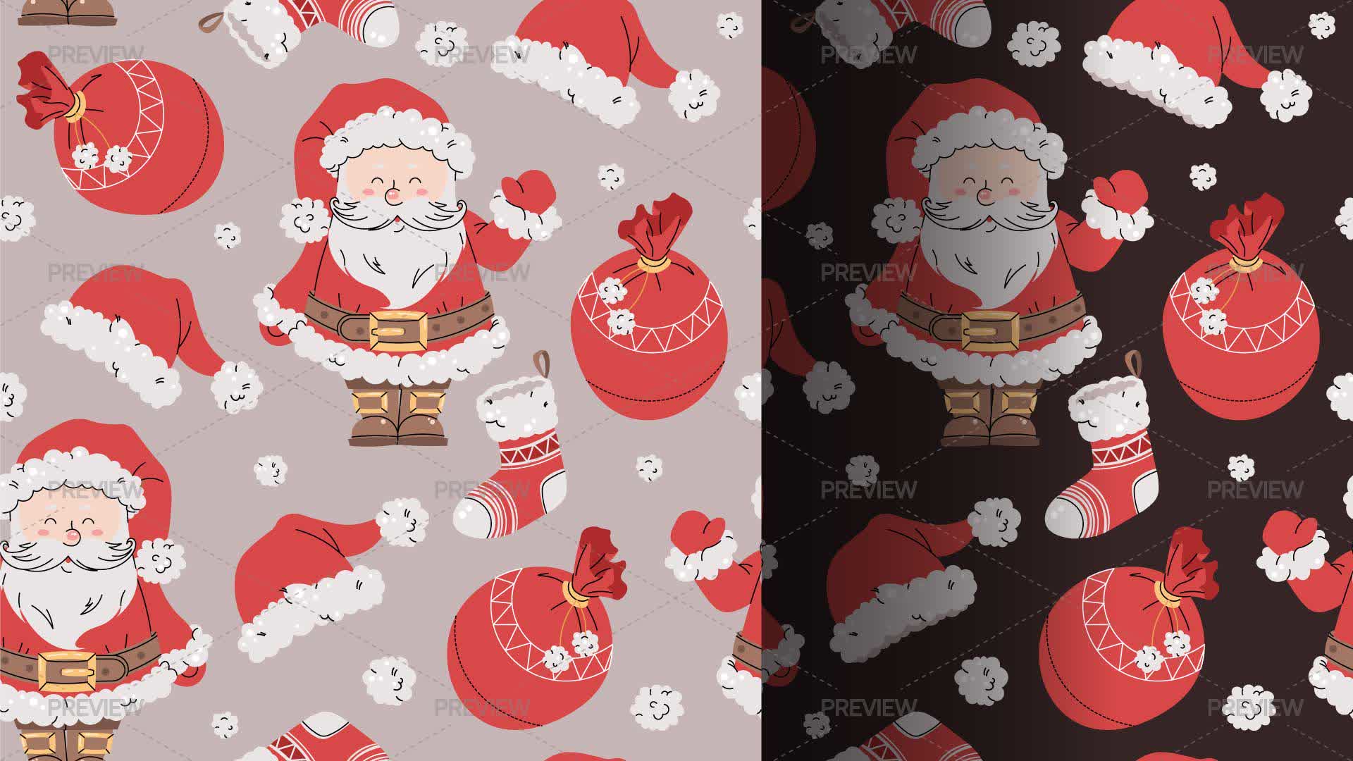 Santa Claus Seamless Patterns - Graphics | Motion Array