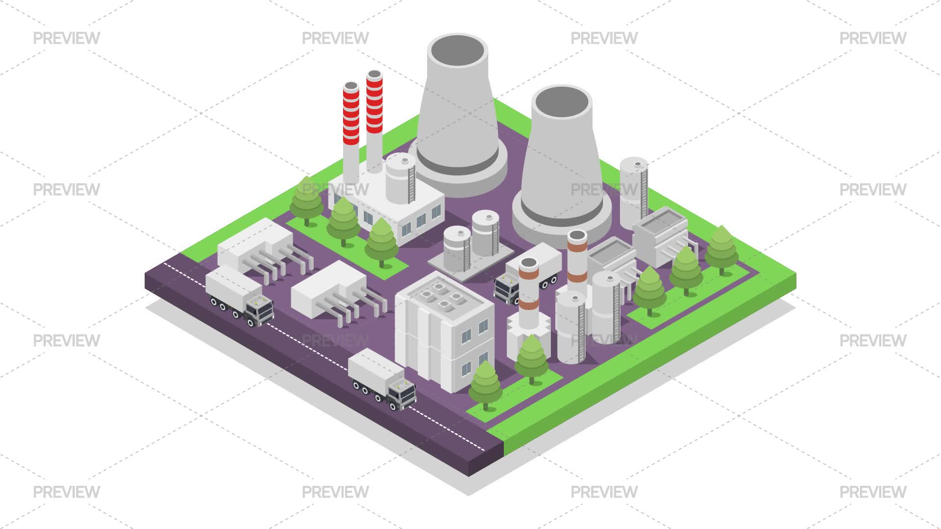 Isometric Power Plant - Graphics | Motion Array