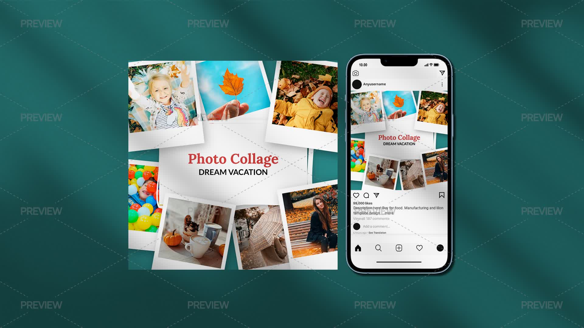 Photo Collage Social Media Post Template Graphics Motion Array