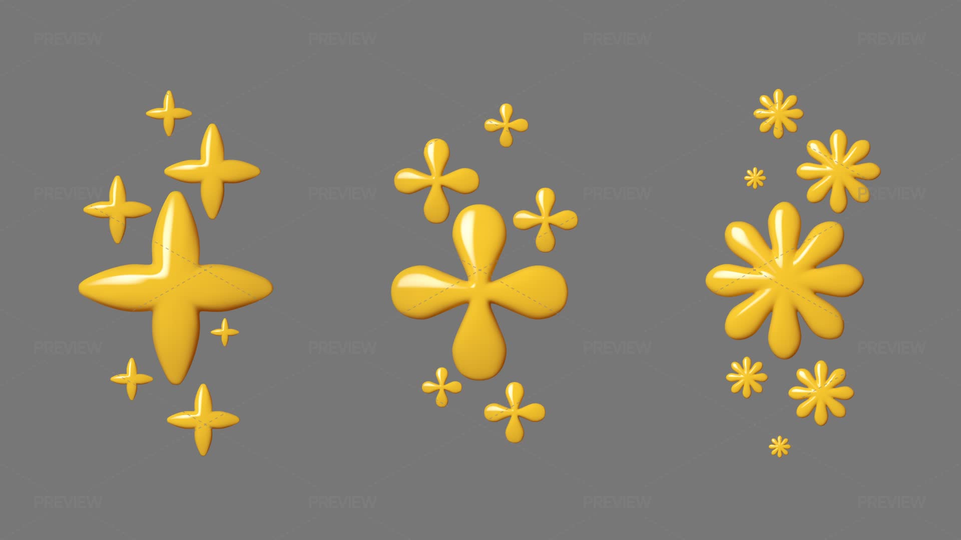 Yellow Sparkles And Flowers - Graphics | Motion Array