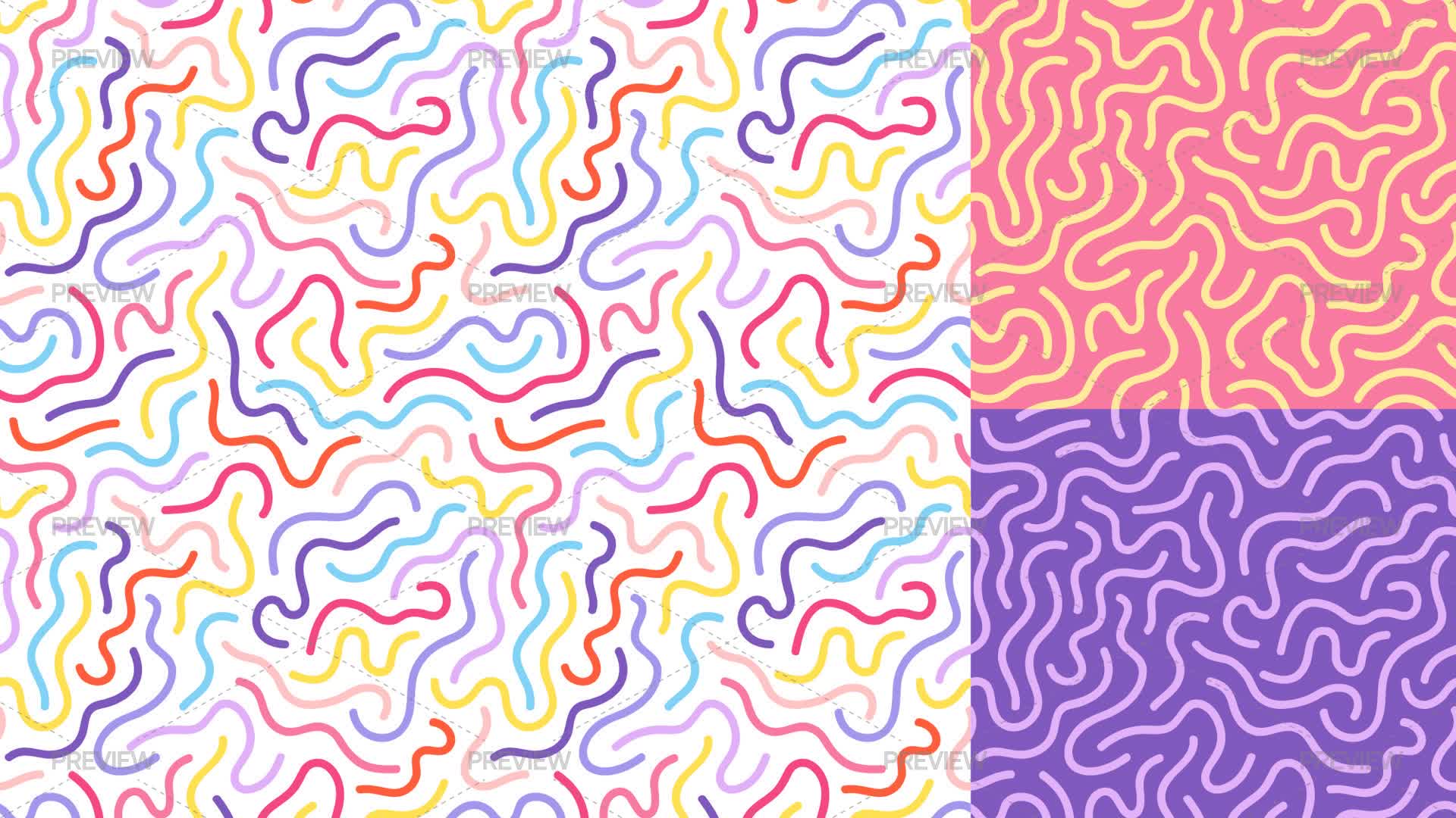 Squigly Square Pattern Squiggly Line Seamless Patterns - Graphics | Motion Array