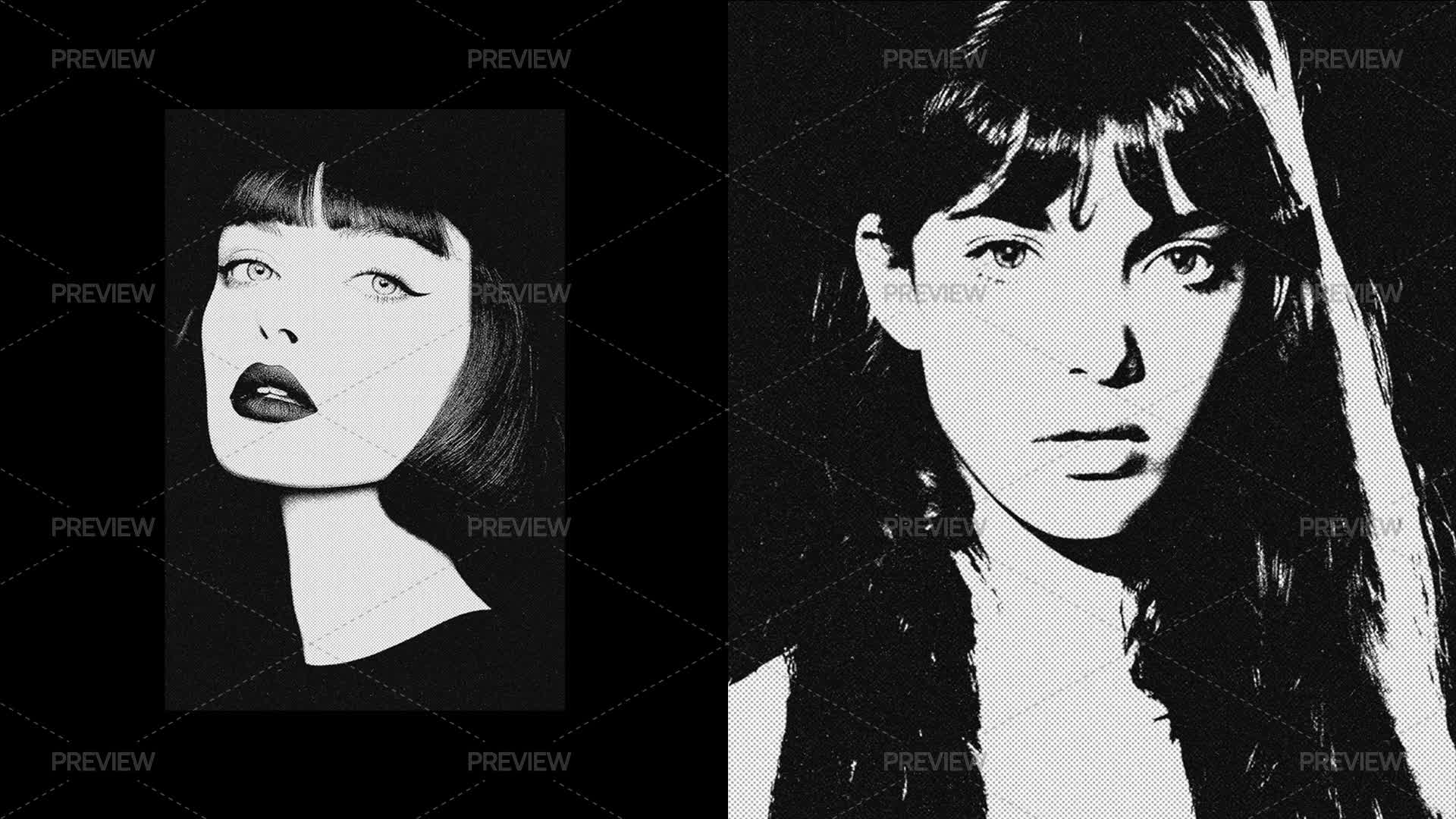 Vertical Black Halftone Photo Effect - Graphics | Motion Array