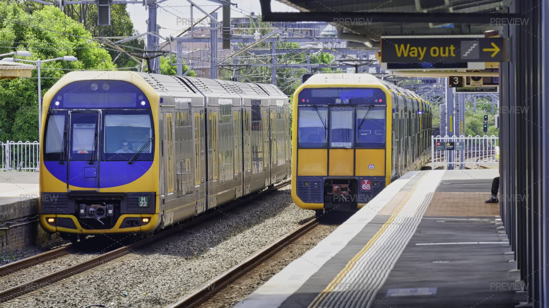 Trains Passing Each Other Transiting Arncliffe Station In Sydney T4 ...