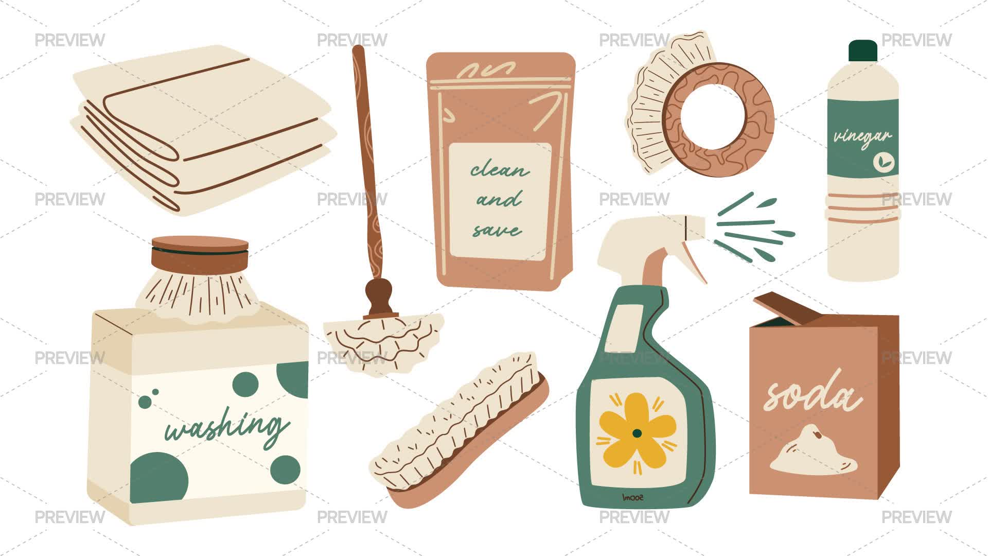 10 Eco Cleaning Elements - Graphics | Motion Array