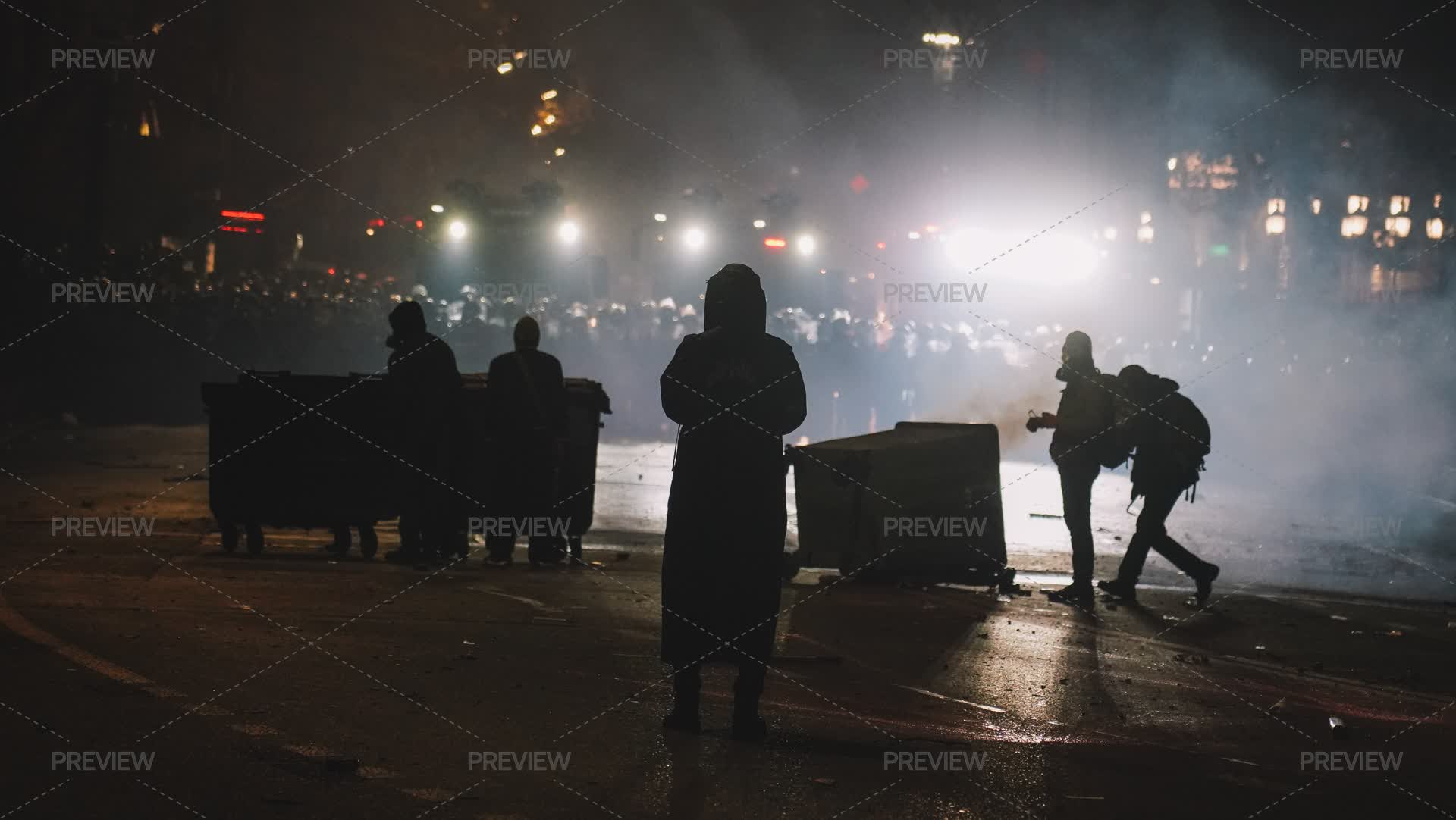 Gas Mist And Manifesters - Stock Photos | Motion Array