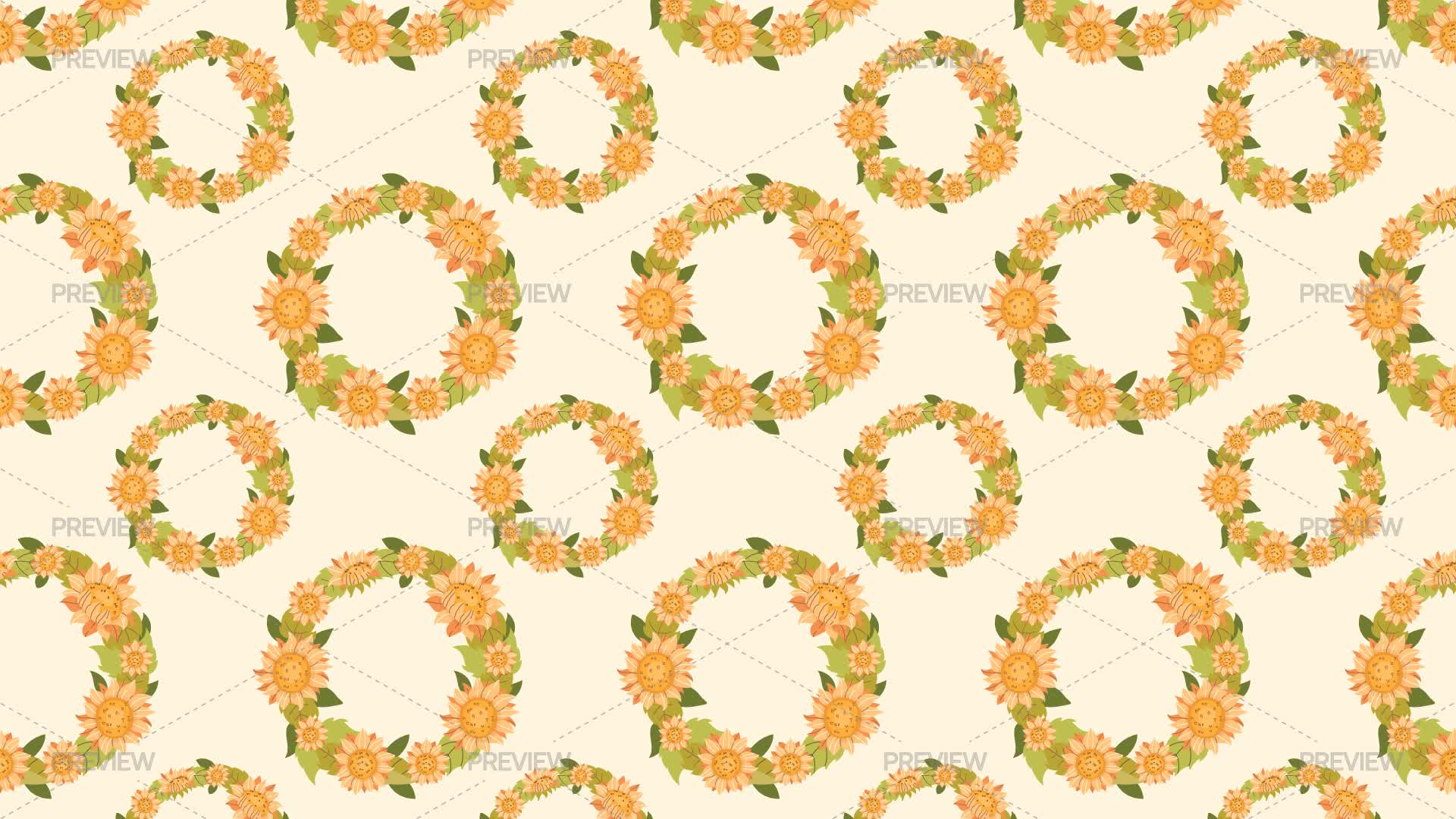 Sunflower Wreaths Seamless Pattern - Graphics | Motion Array