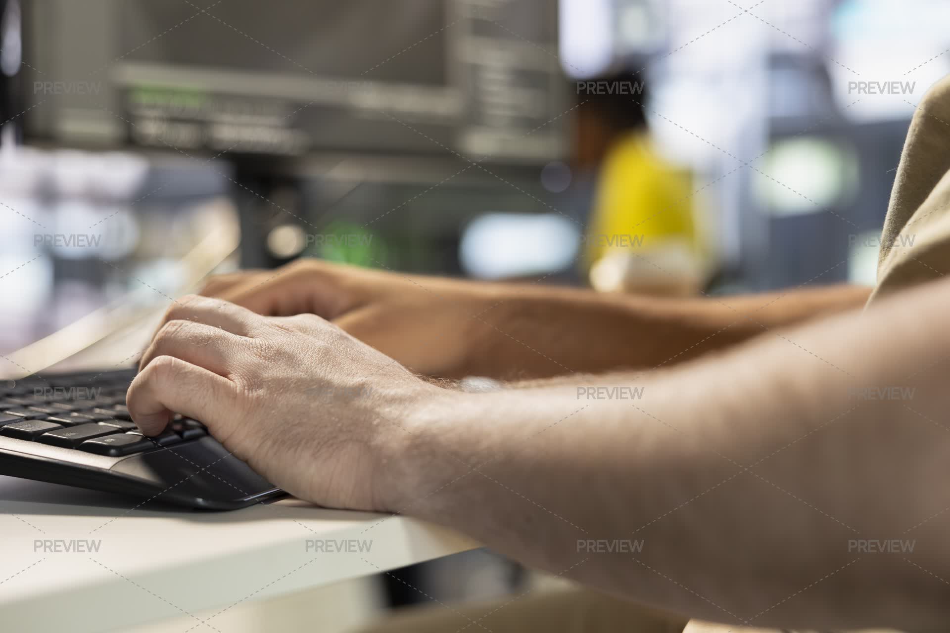 Programmer Types Wizard Programmer Types On Keyboard While Testing Company Software - Stock ...
