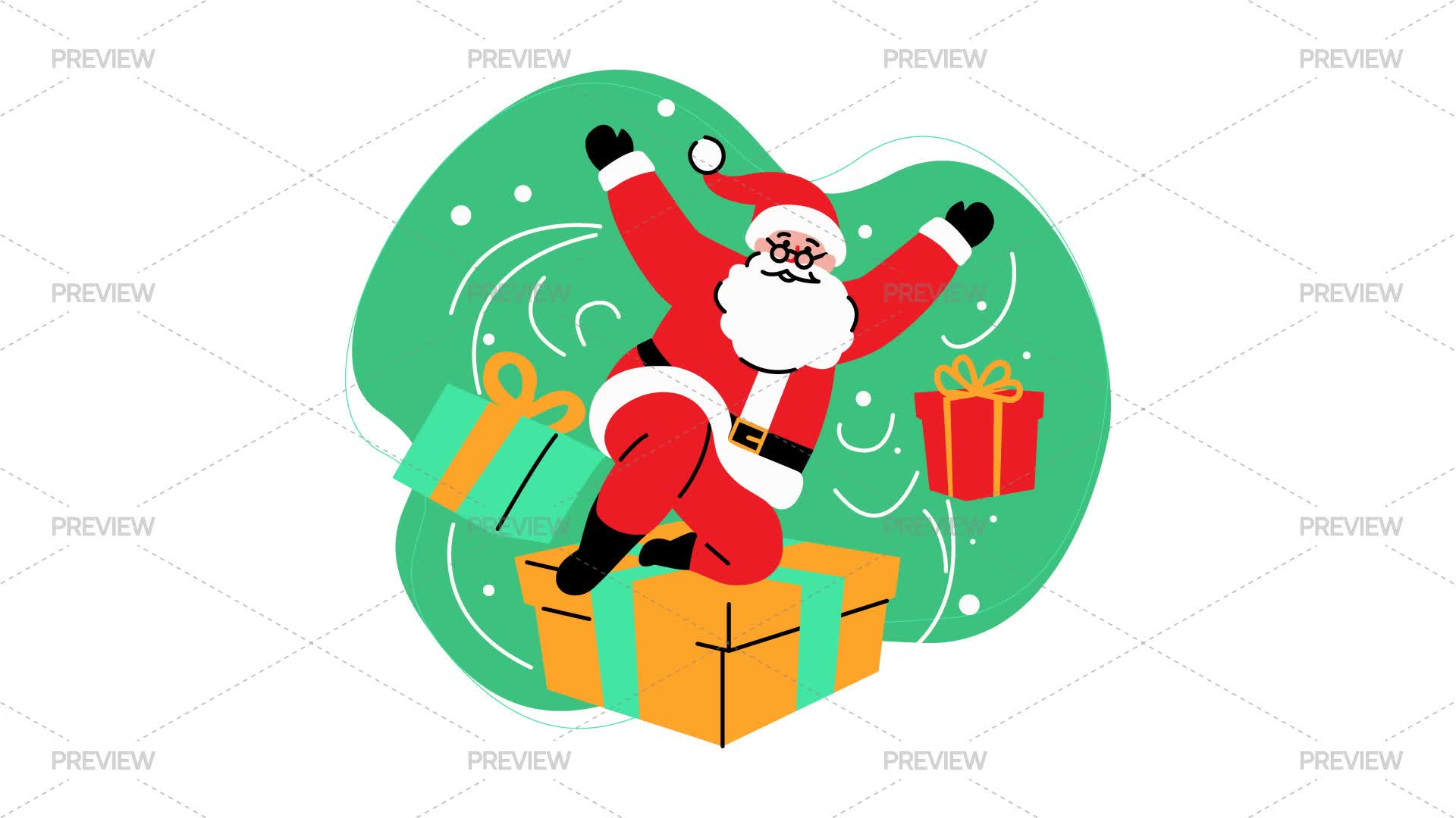 Cheerful Santa With Presents - Graphics | Motion Array
