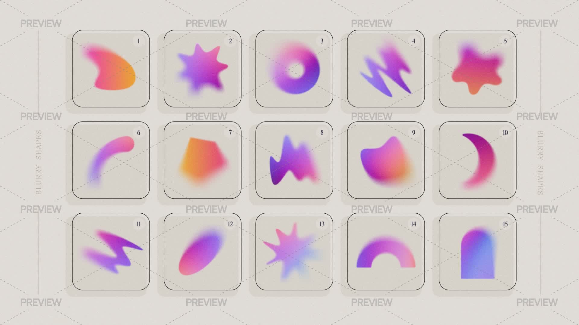 15 Blurry Gradient Shapes - Graphics | Motion Array