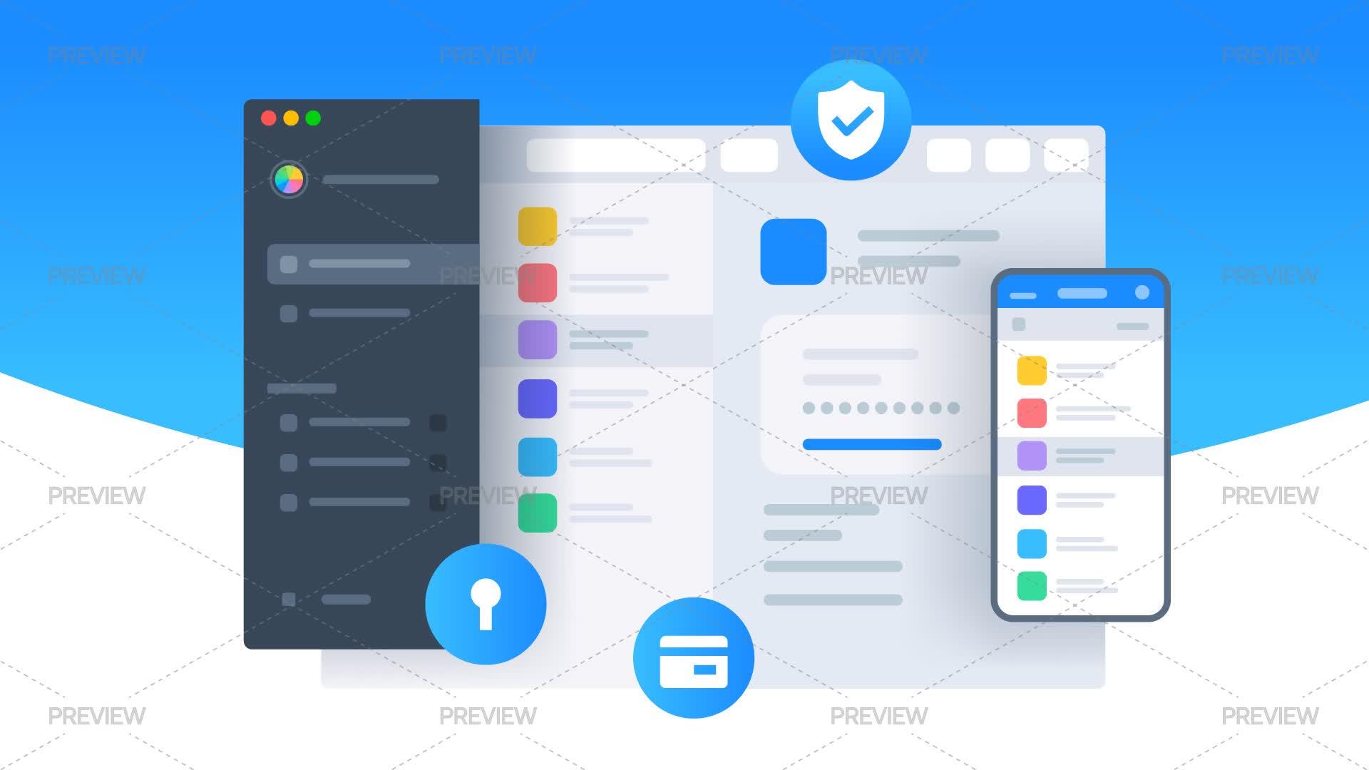 Manager App To Store Passwords Interface Illustration - Graphics ...