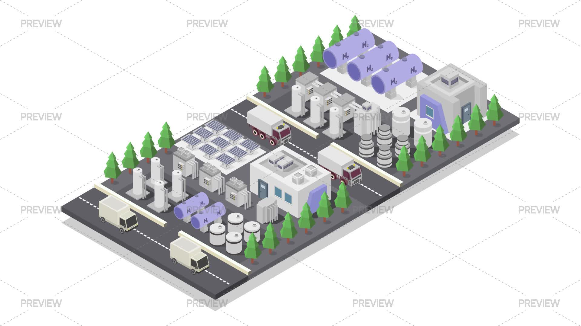 Isometric Power Plant - Graphics | Motion Array